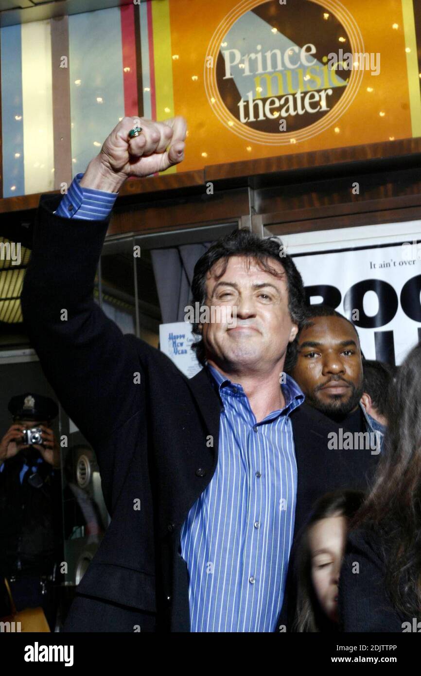 Sylvester Stallone waves to the crowd before making his way into the Philadelphia Premiere of 'Rocky Balboa' at the Prince Theater in Philadelphia Monday December 18th 2006.  Photo / John Taggart Stock Photo