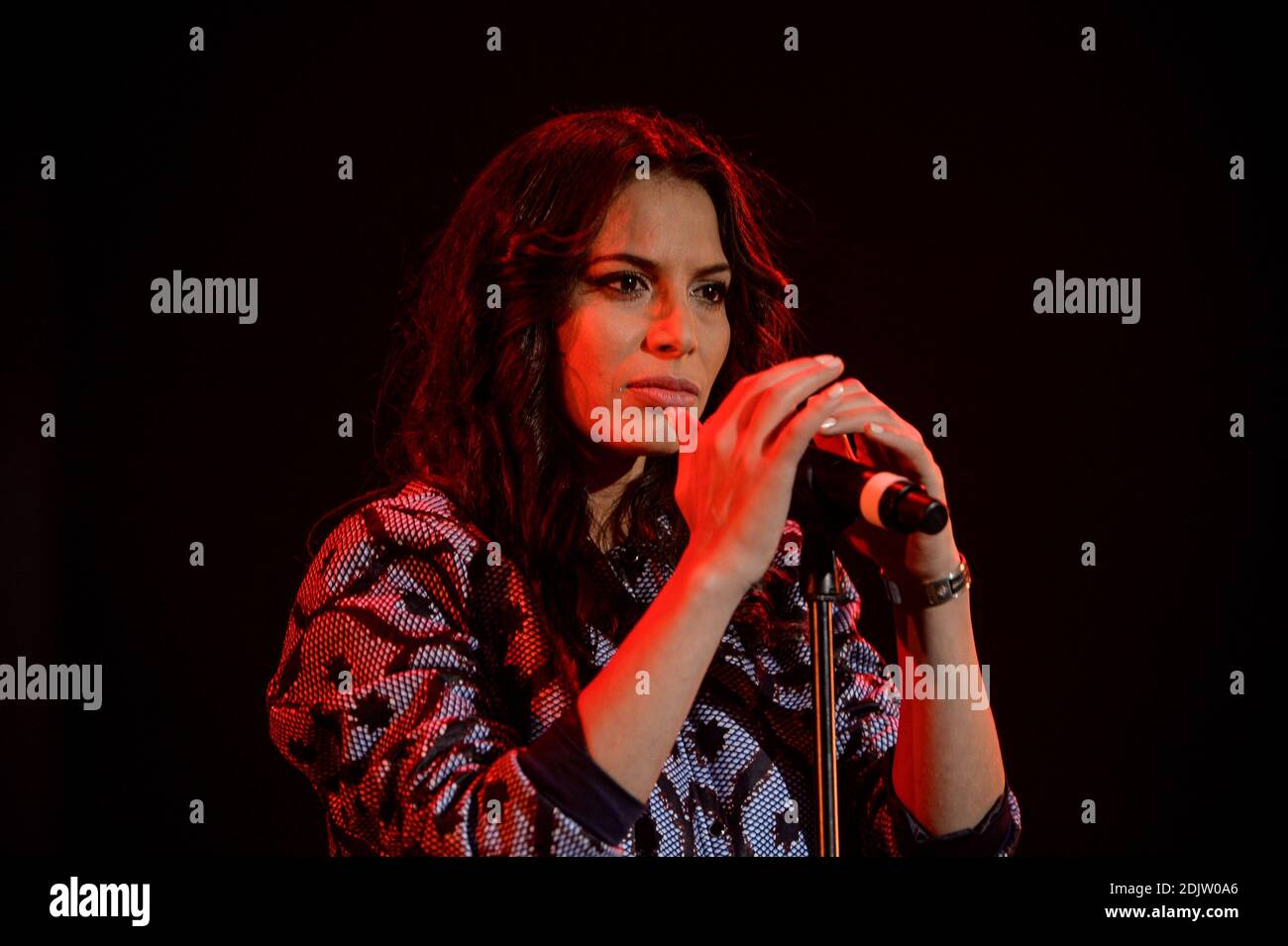Zaho performs on stage during the Scoop Live concert at Amphitheatre Salle 3000 in Lyon, France on November 16, 2016. Photo by Julien Reynaud/APS-Medias/ABACAPRESS.COM Stock Photo