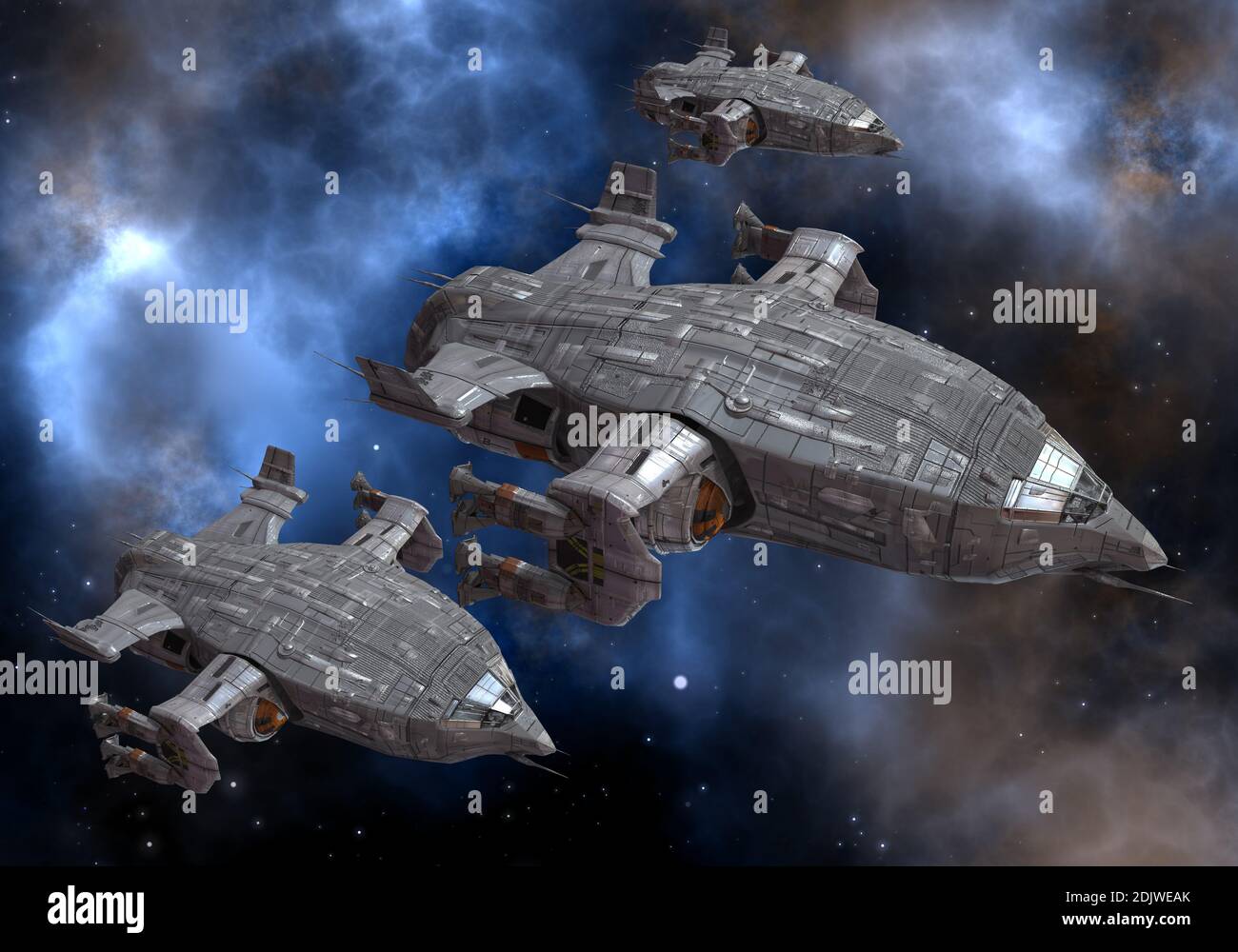 3D illustration future spaceships in deep space Stock Photo - Alamy