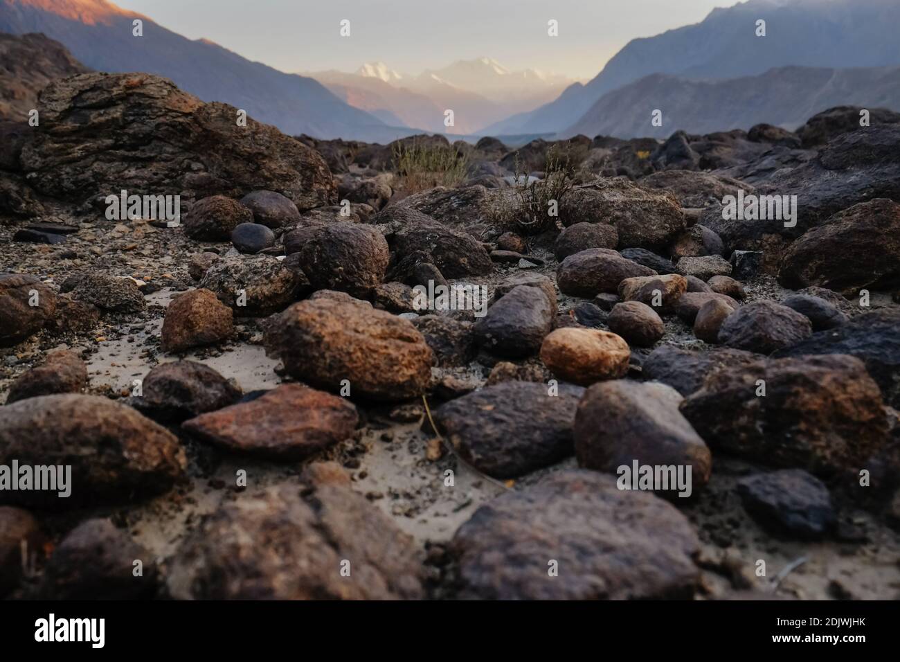 Rocks Stones Boulders And Pebbles Against Karakoram Mountain Range