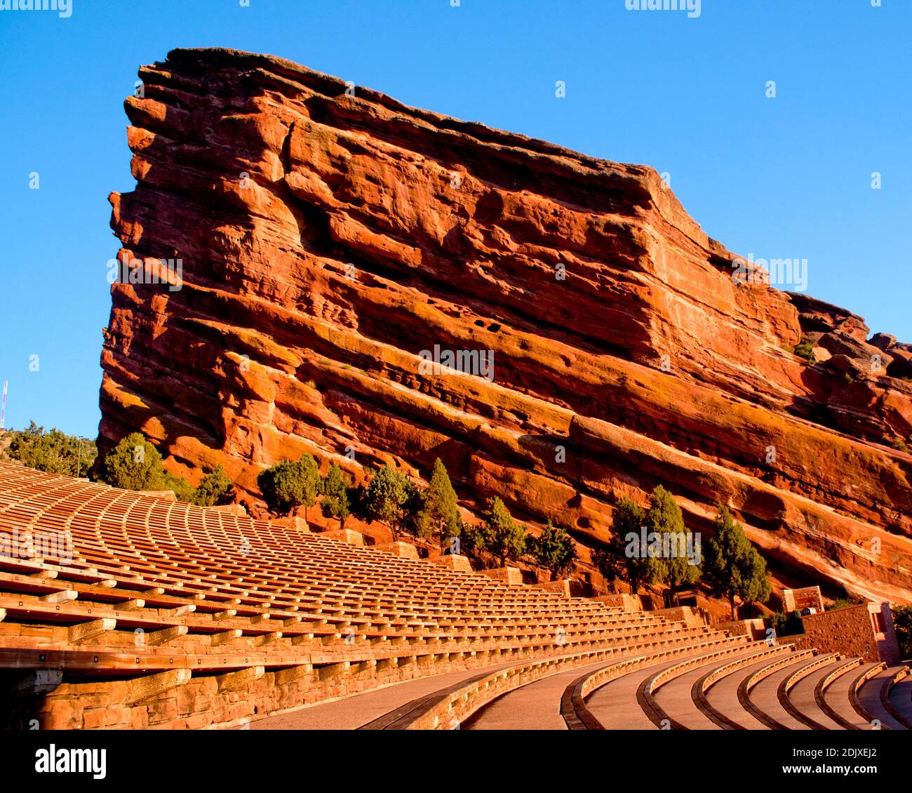 Low Angle View Of Red Rocks Amphitheater In Colorado Stock Photo