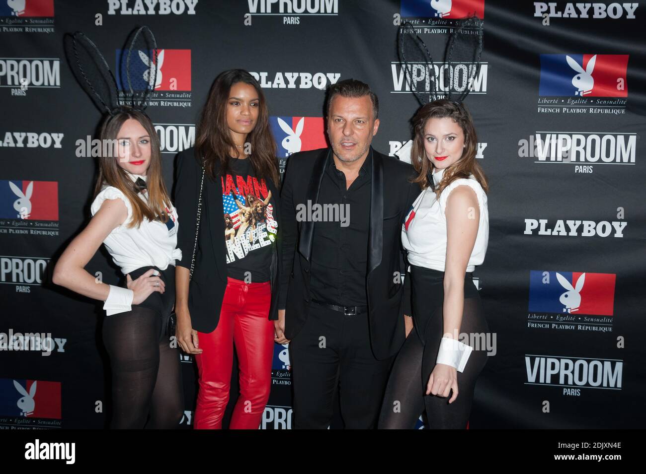 Jean-Roch and playboy grils attending the party for the new french Playboy magazine held at a