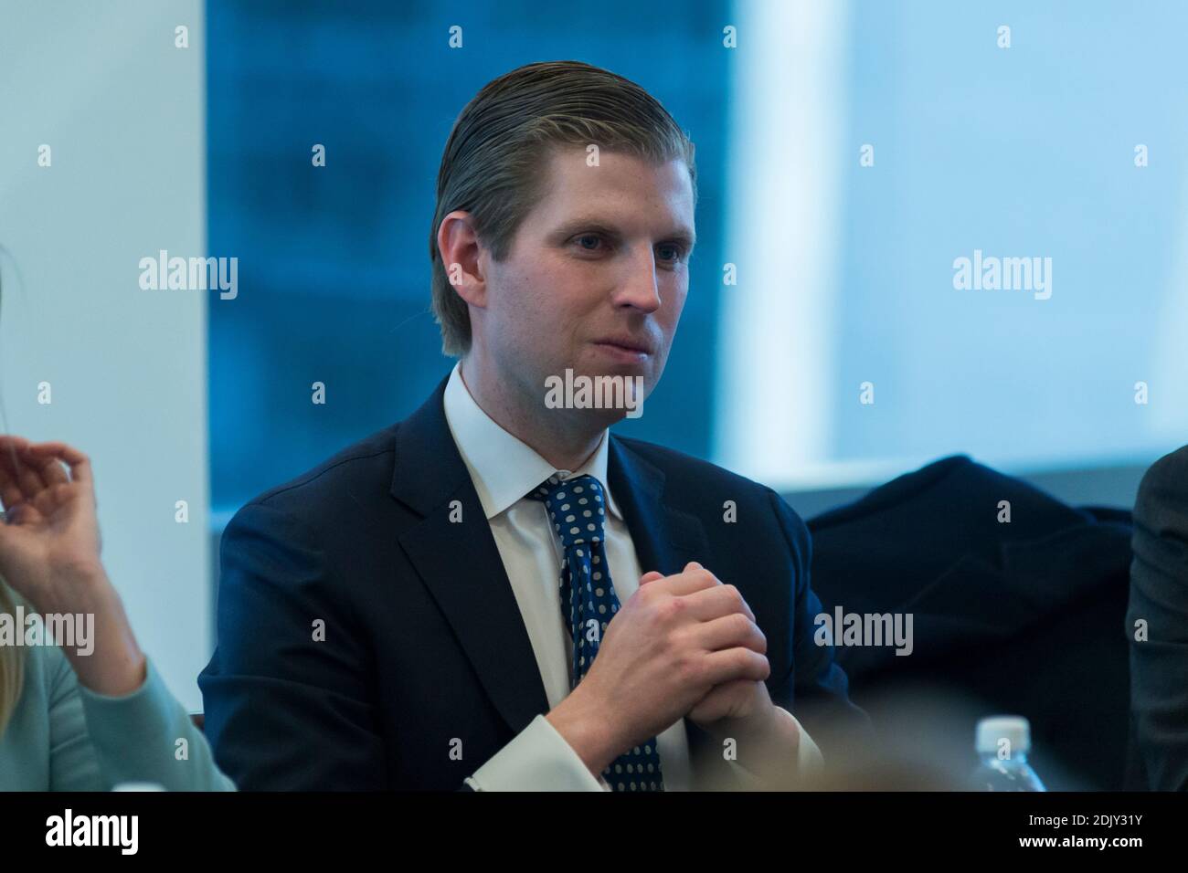 Eric Trump is seen in the Trump Organization conference room at Trump Tower in New York, NY, USA on December 14, 2016. Credit: Albin Lohr-Jones / Pool via CNP Stock Photo