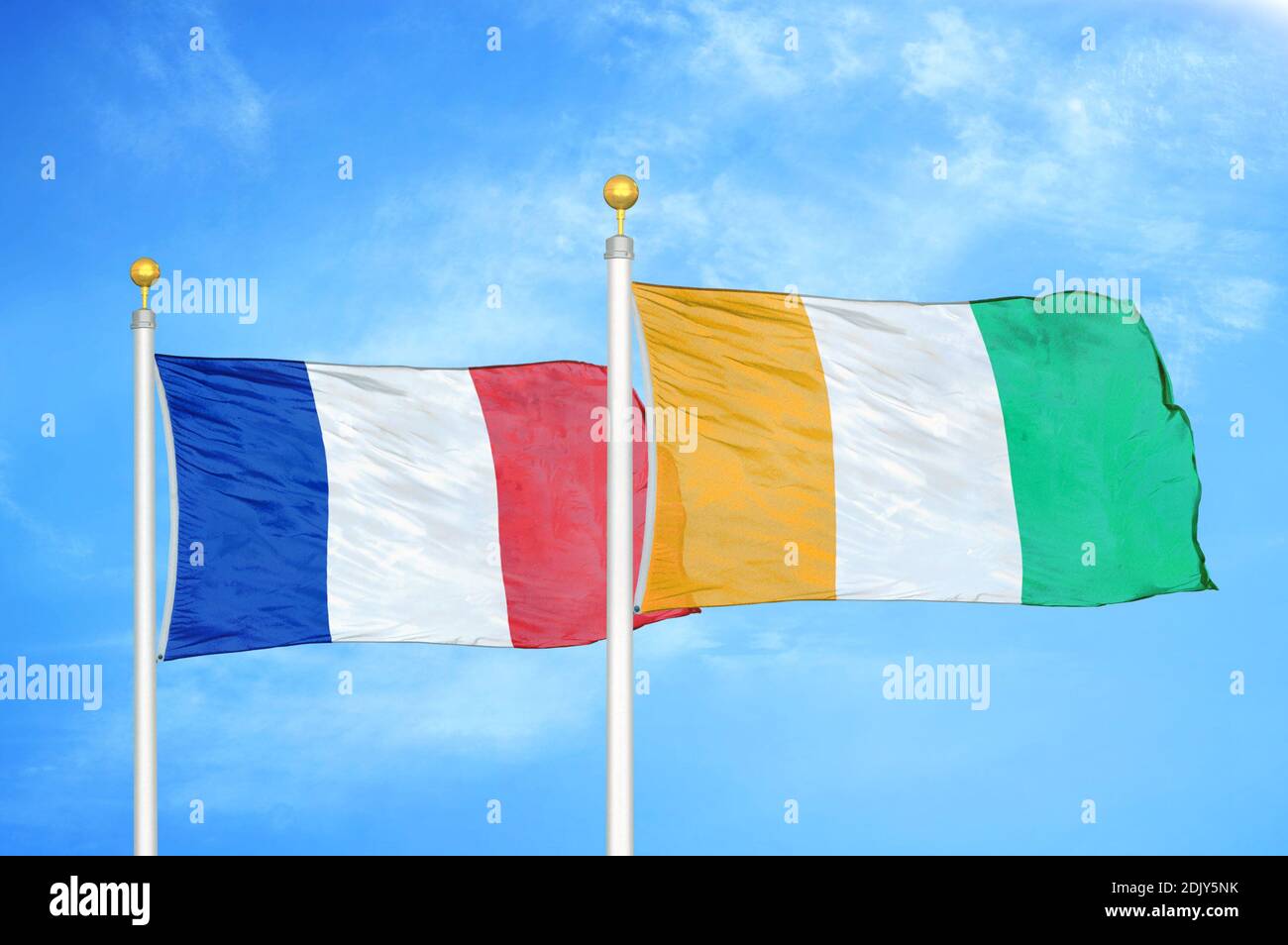 France and Côte d'Ivoire Flags