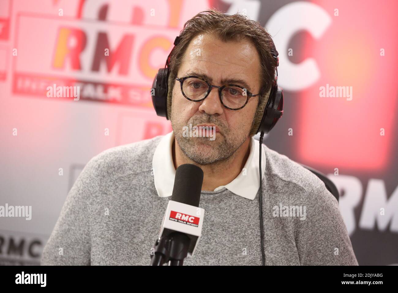 Exclusive - Michel Sarran at the 'Moscato Show' sport talk show on RMC Radio,  interviewed by Vincent Moscato, Maryse Ewanje-Epee, Pierre Dorian, Adrien  Aigoin et Denis Charvet in Paris, France, on December