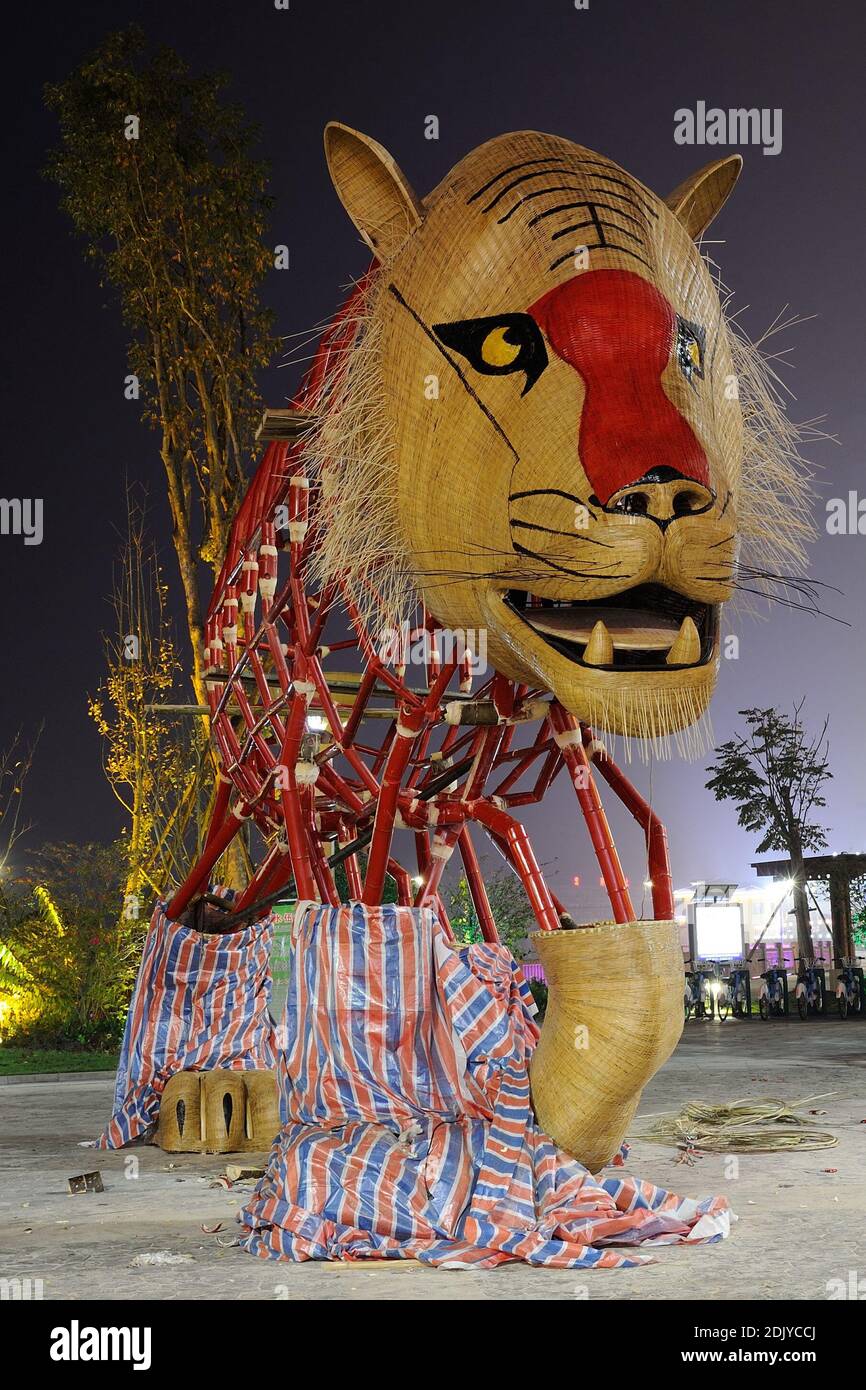 Exclusive. A giant tiger is displayed in the city of Chishui. The Woo of  Chishui is an art project elaborated by the artist Gad Weil in association  with the city's tourist office