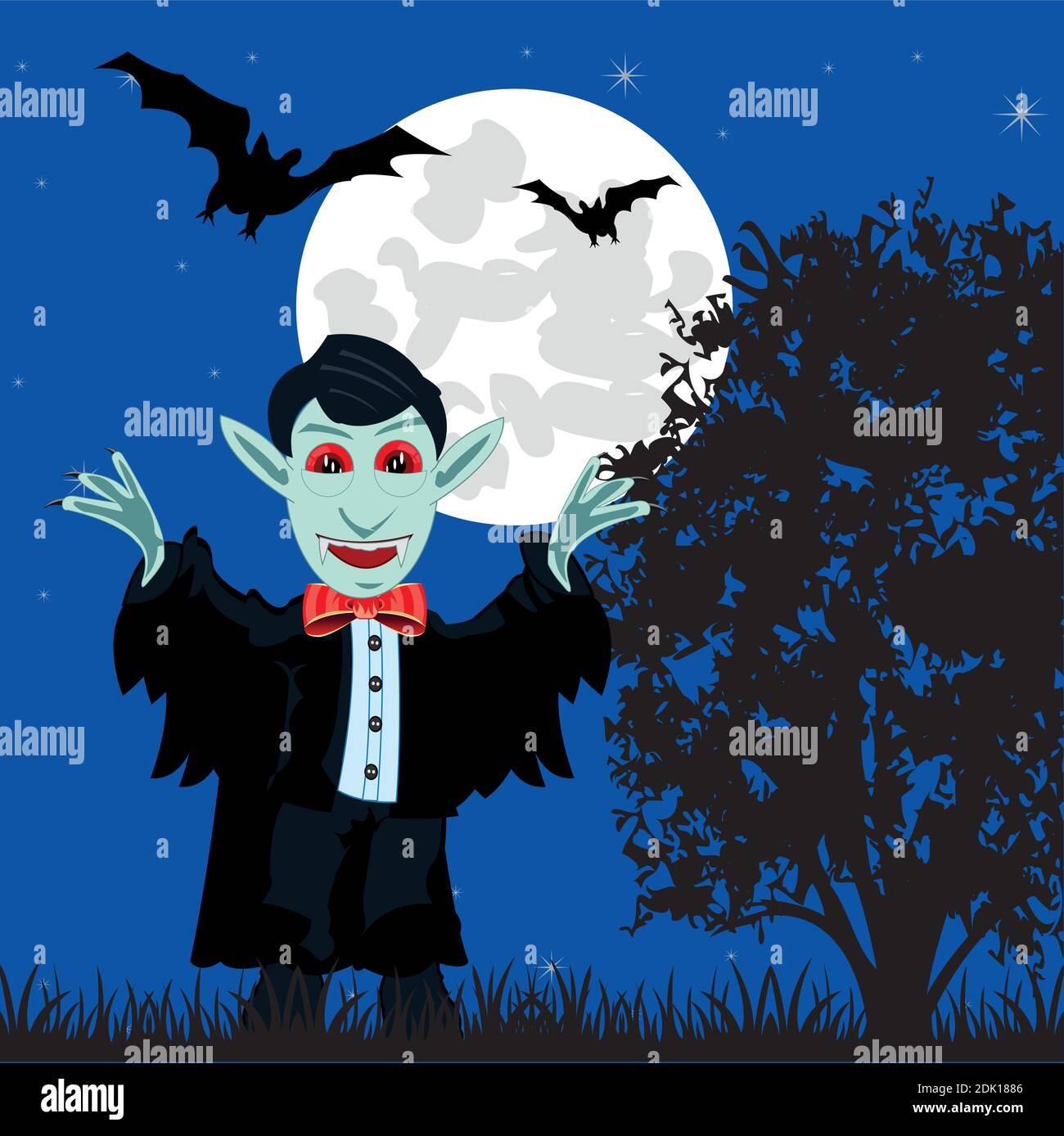 Vampire earl dracula on background of the moon night Stock Vector Image ...