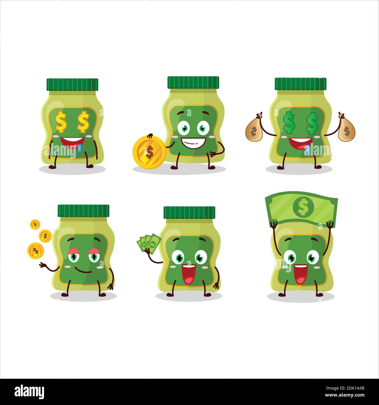 wasabi cartoon character with cute emoticon bring money. Vector ...
