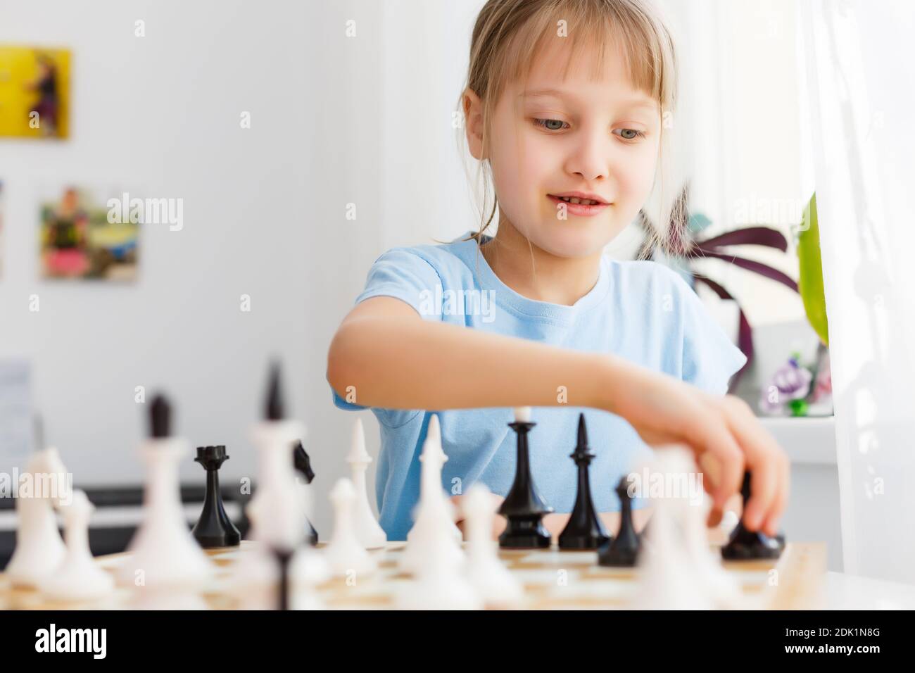 Girl Watching Next Chess Move Stock Photo - Image of strategy, children:  22865482