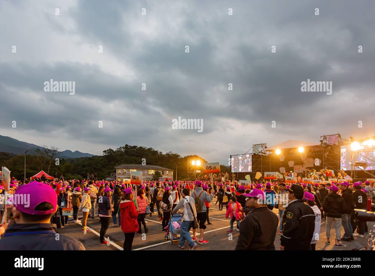 Pingxi, FEB 24, 2013 - Many Volunteer waiting for the Sky Lantern Festival Stock Photo