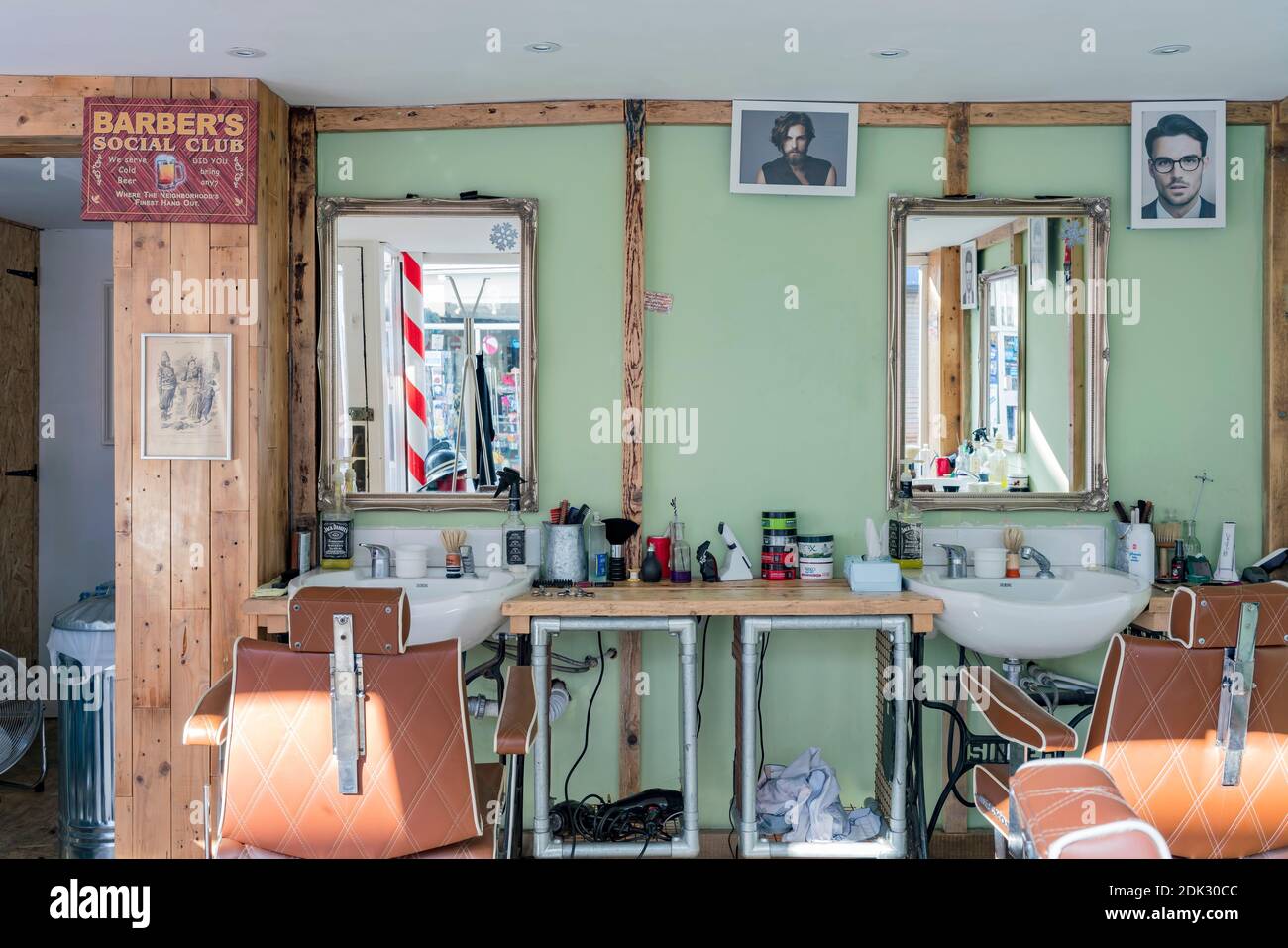 Bognor Regis, JUL 13, 2017 - Interior view of a Traditional Barber Shop Stock Photo