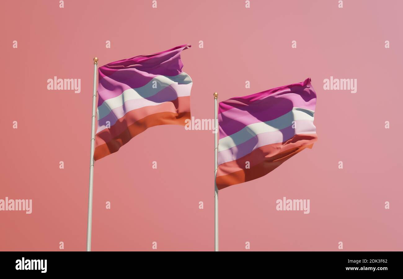 Lipstick Lesbian flags. 3D artwork Stock Photo Alamy