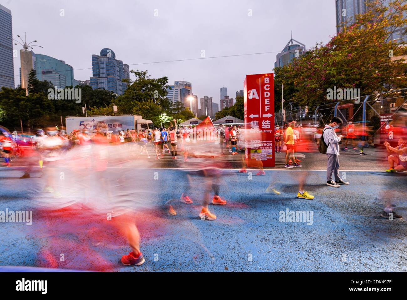 Runners run in the 2020 Guangzhou Marathon in Guangzhou, south China's Guangdong province, 13 December 2020. The event is held from 7:30 to 13:45. Som Stock Photo