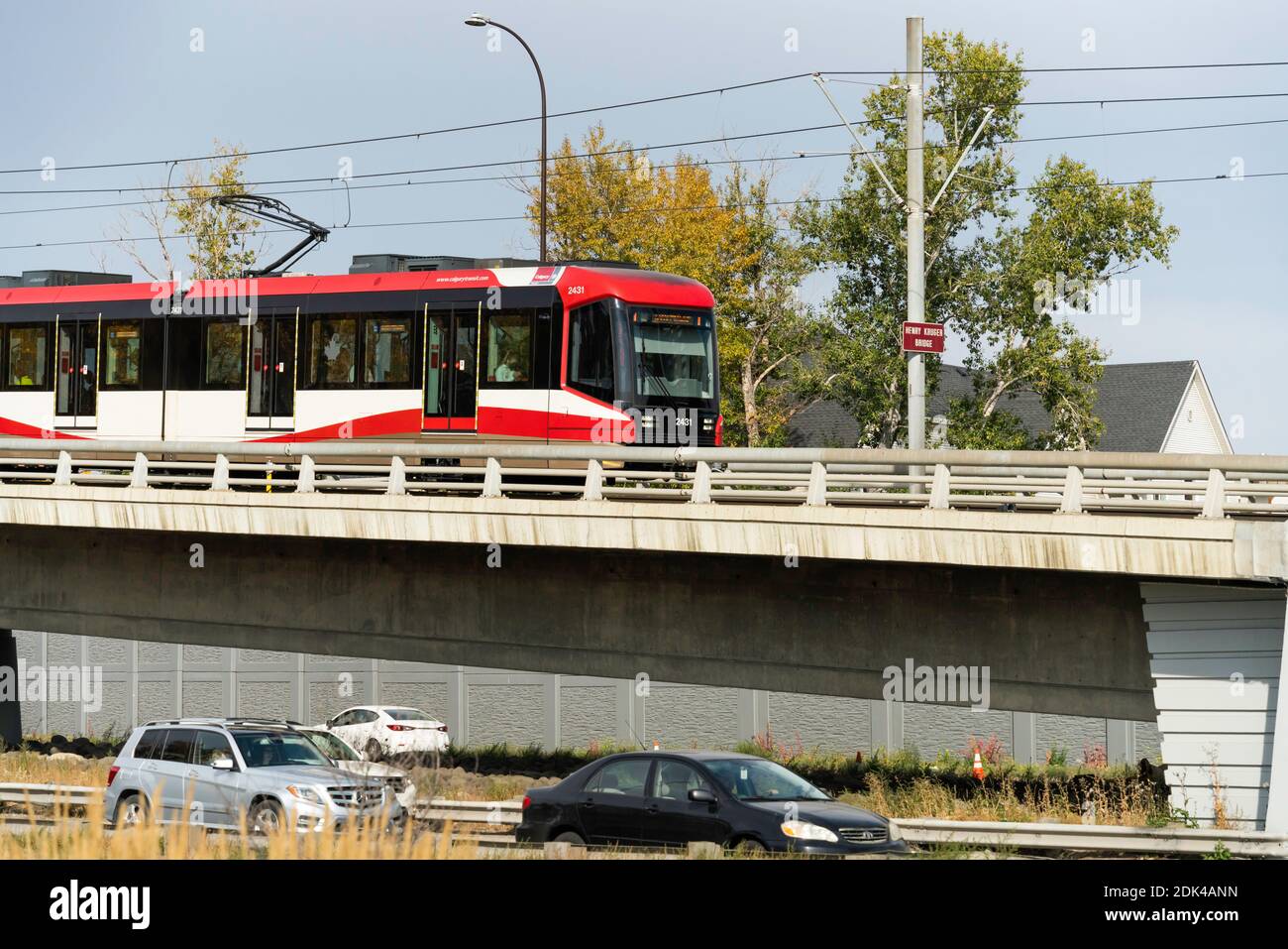 October 4 2020 Calgary, Alberta Canada Calgary Transit LRT Train on a