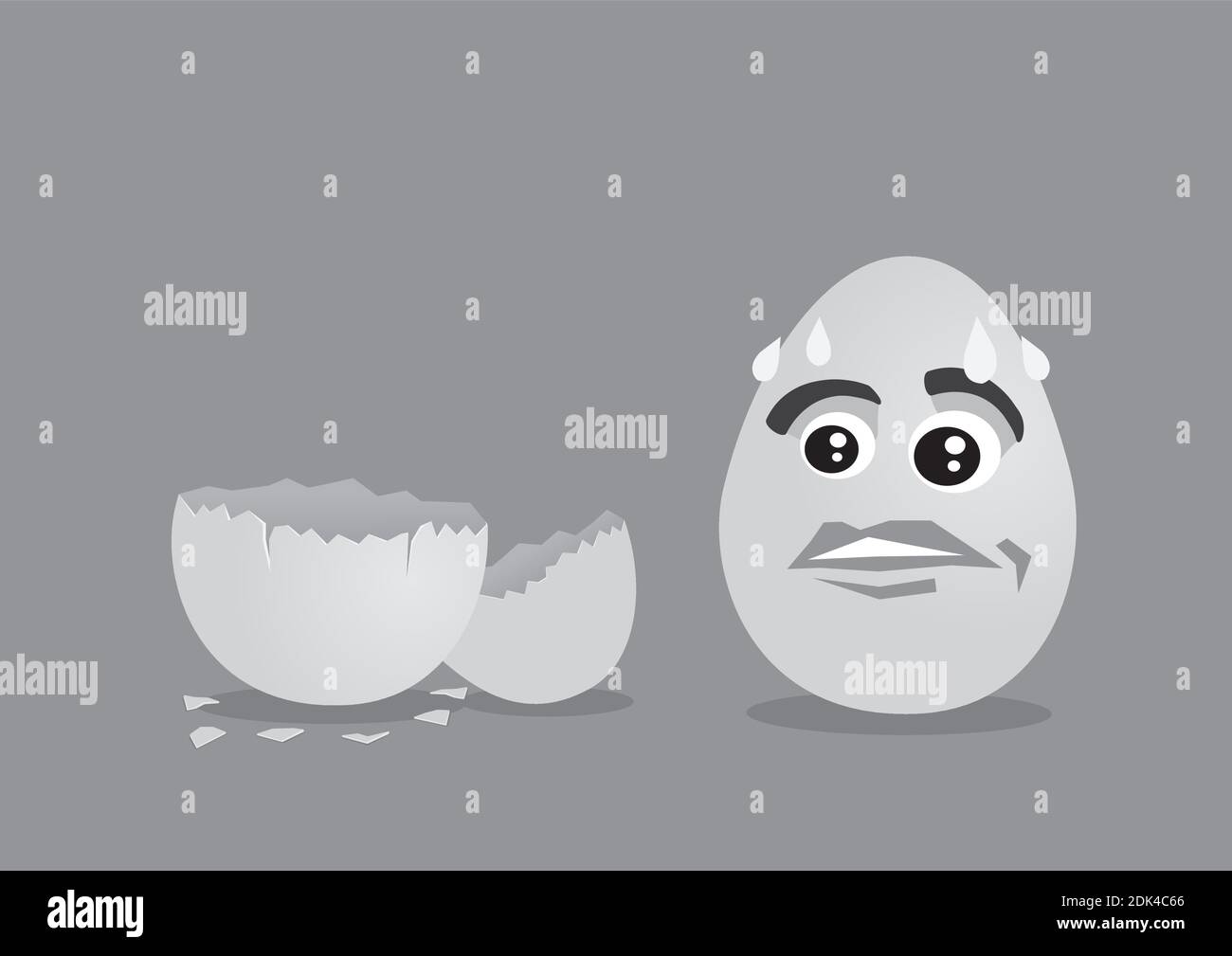 Fear Eggs Faces staring with dramatic face expression at an empty