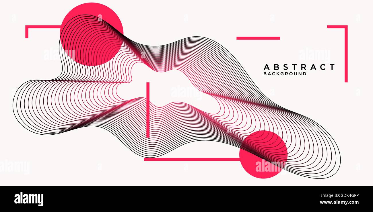 Abstract background with dynamic linear waves. Vector illustration in flat minimalist style Stock Vector