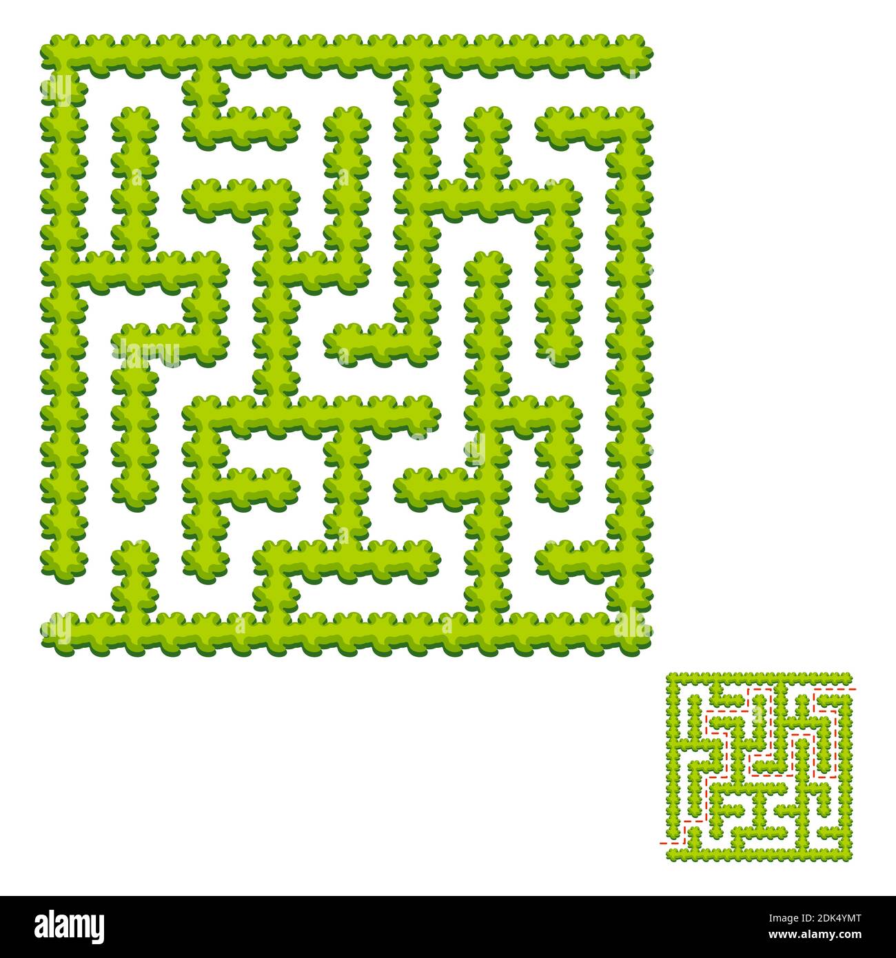 Abstract square labyrinth - green garden. Game for kids. Puzzle for ...