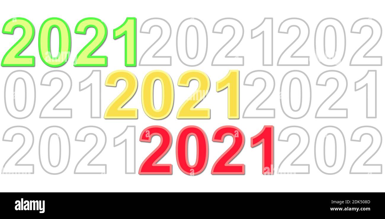 An illustration of the number 2021 written repeatedly on a white ...