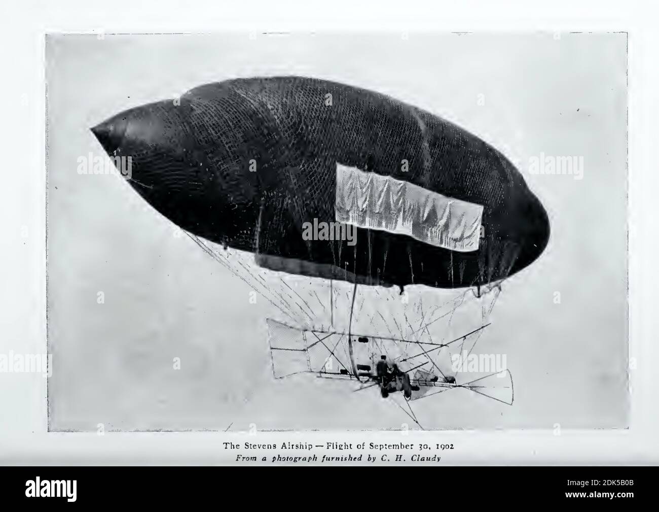 Vintage photograph of The Stevens Airship - Flight of September 30th 1902. Historic photograph from the early days of aviation. Stock Photo