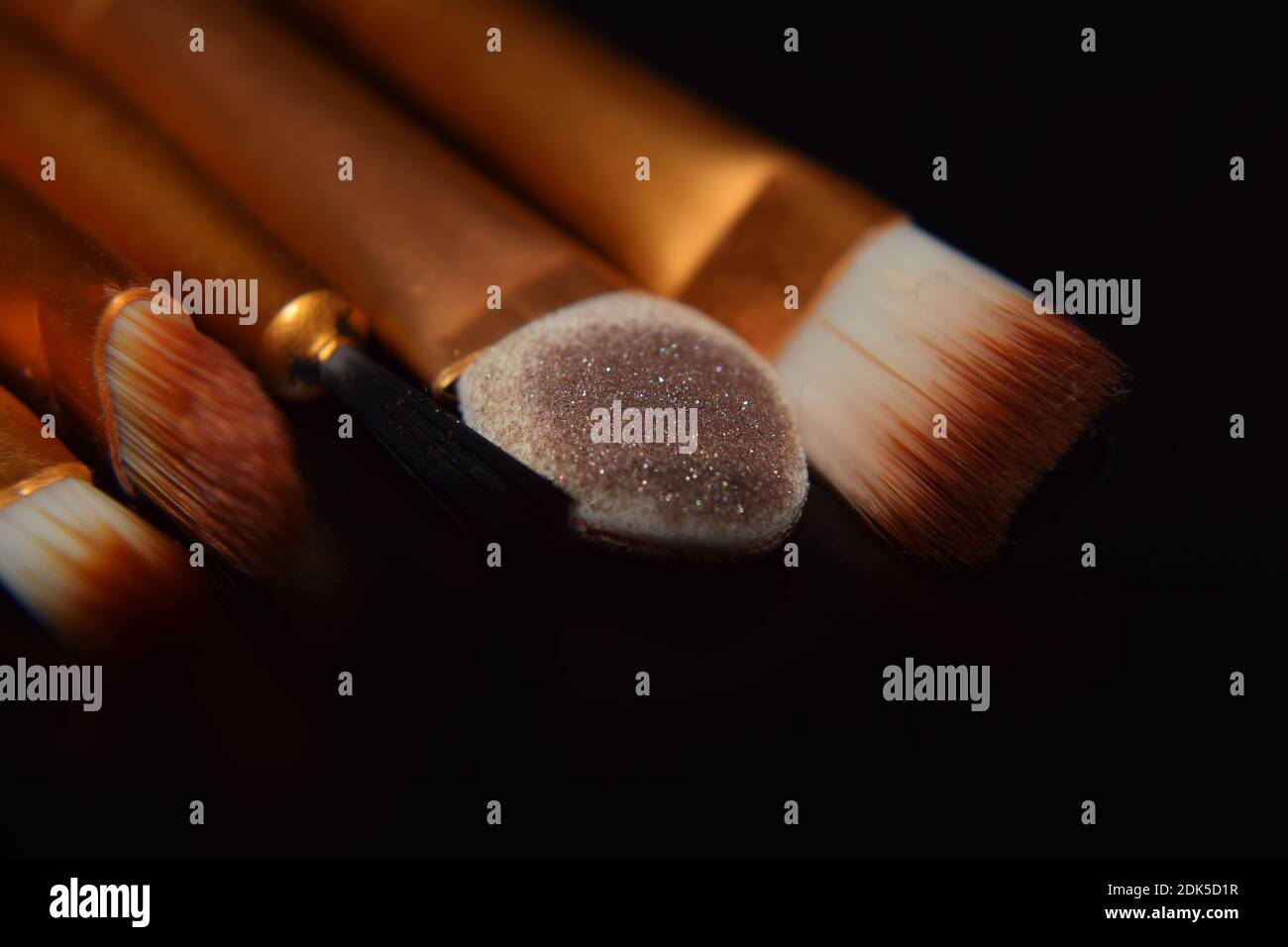 Close-up Of Make-up Brush On Black Background Stock Photo