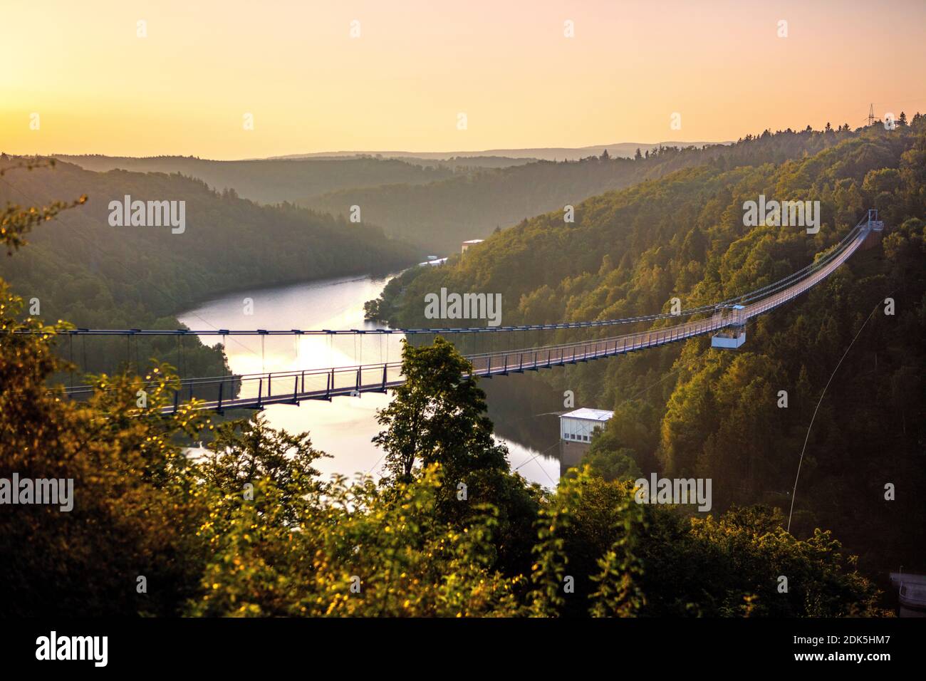Germany, Saxony-Anhalt, Harz, suspension bridge Titan RT at the Rappbode dam, Stock Photo
