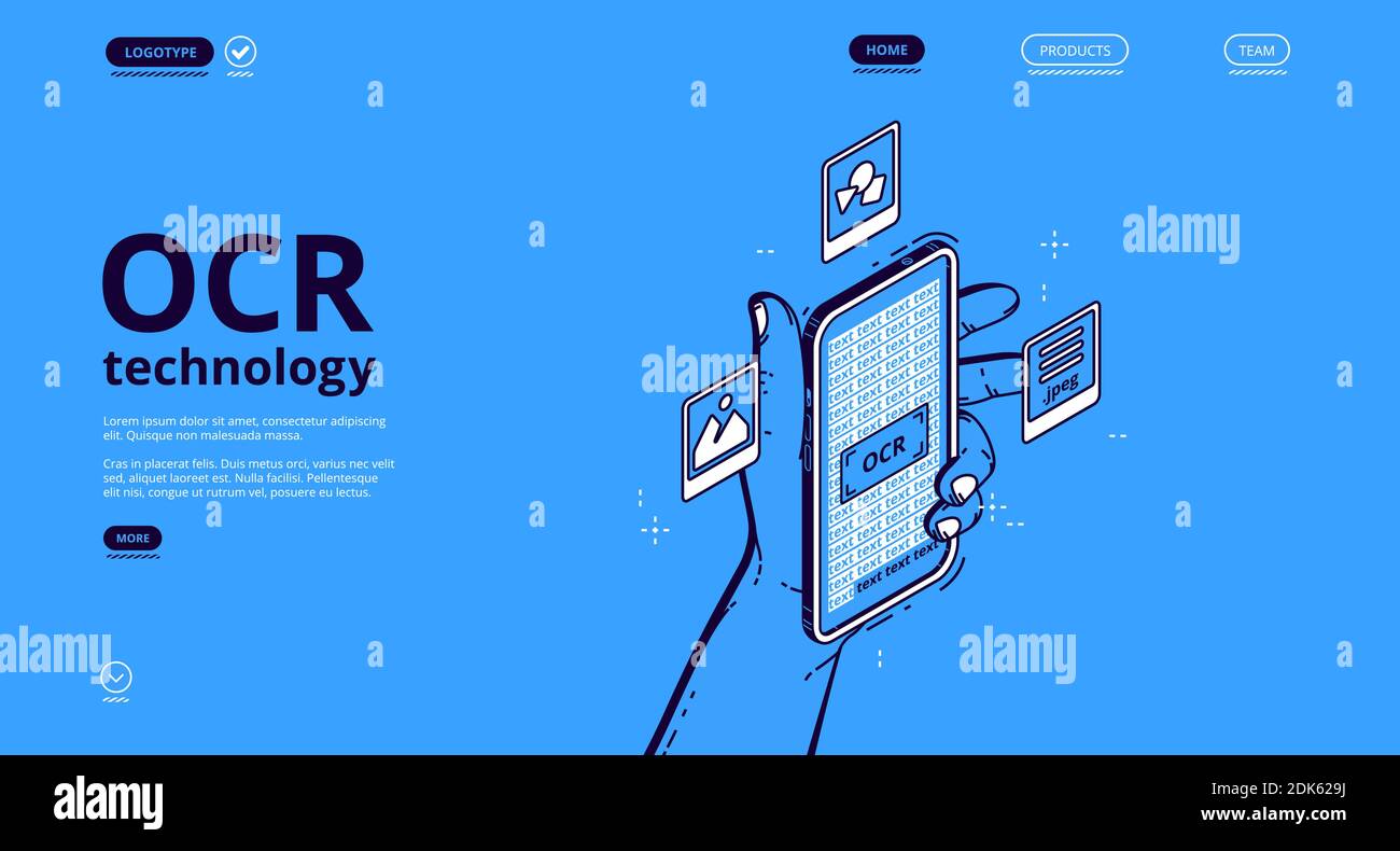 Ocr Technology Banner Optical Character Recognition Service For Scan And Digitalisation Information From Paper Document Image And Handwritten Text Vector Landing Page With Isometric Smartphone Stock Vector Image Art Alamy