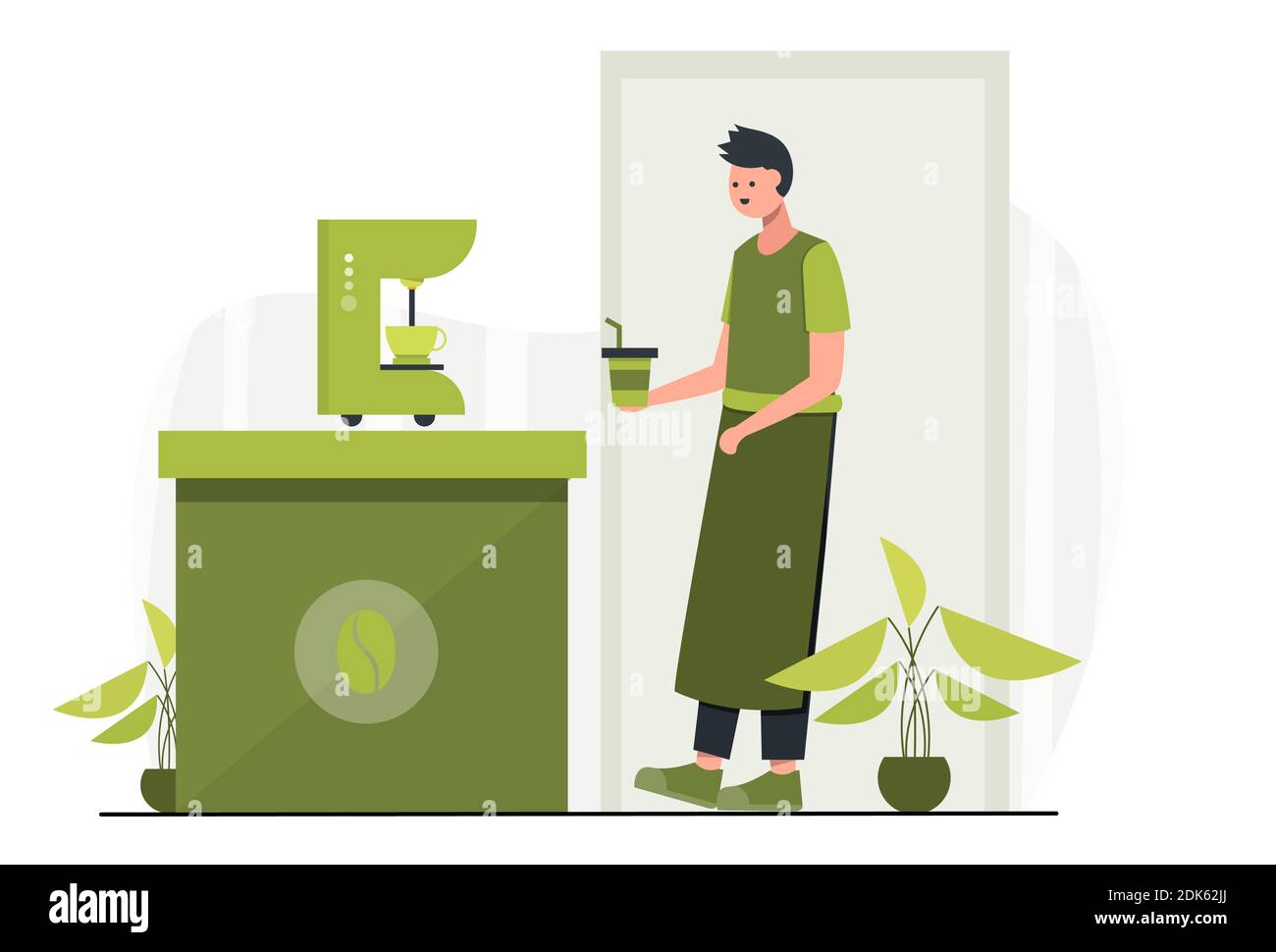 Barista Concept Flat Illustration Vector Graphic. Stock Vector