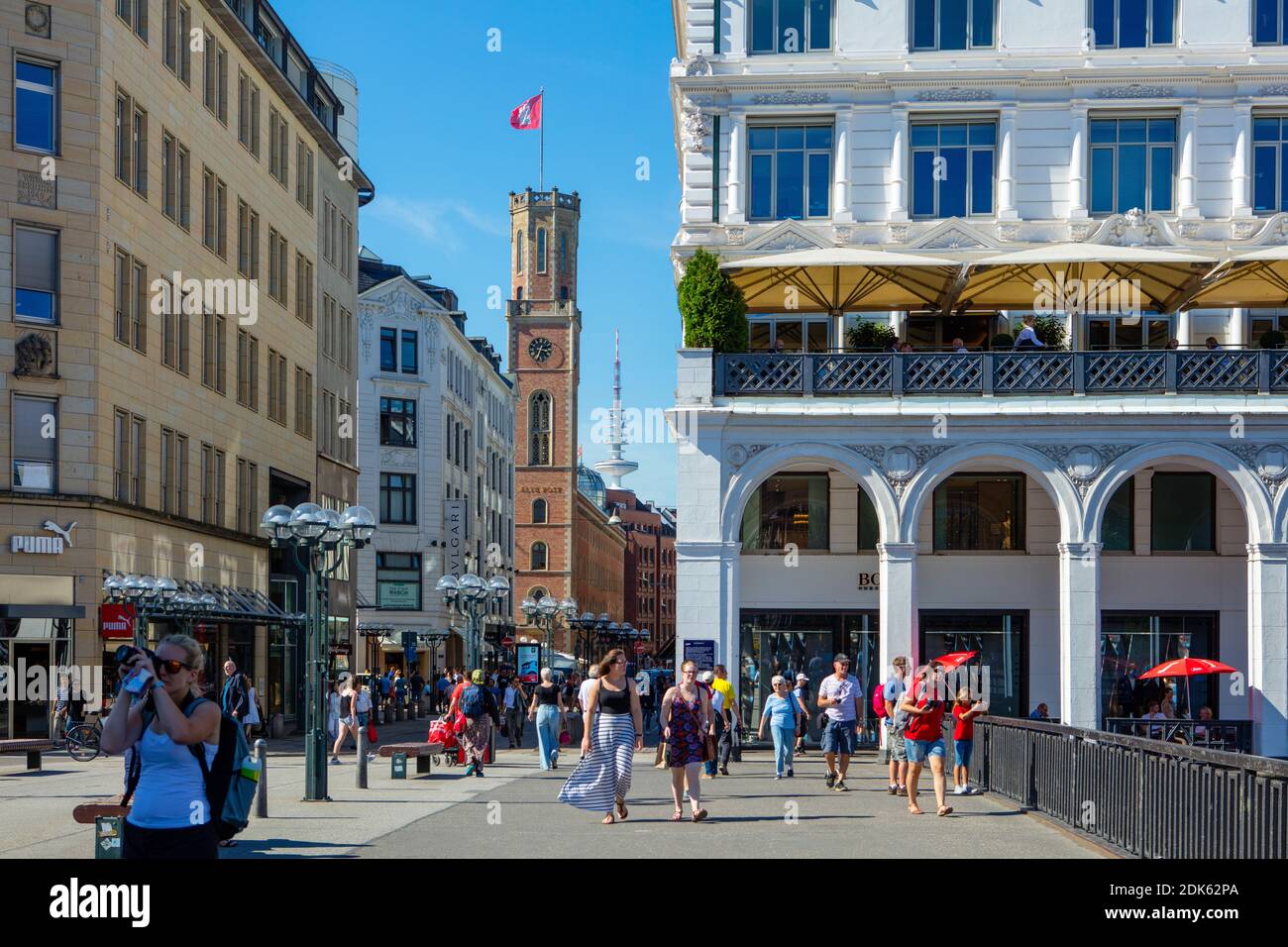 Germany, Hamburg, city center, Poststraße, Neuer Wall, shopping street,  exclusive shops, cyclists Stock Photo - Alamy