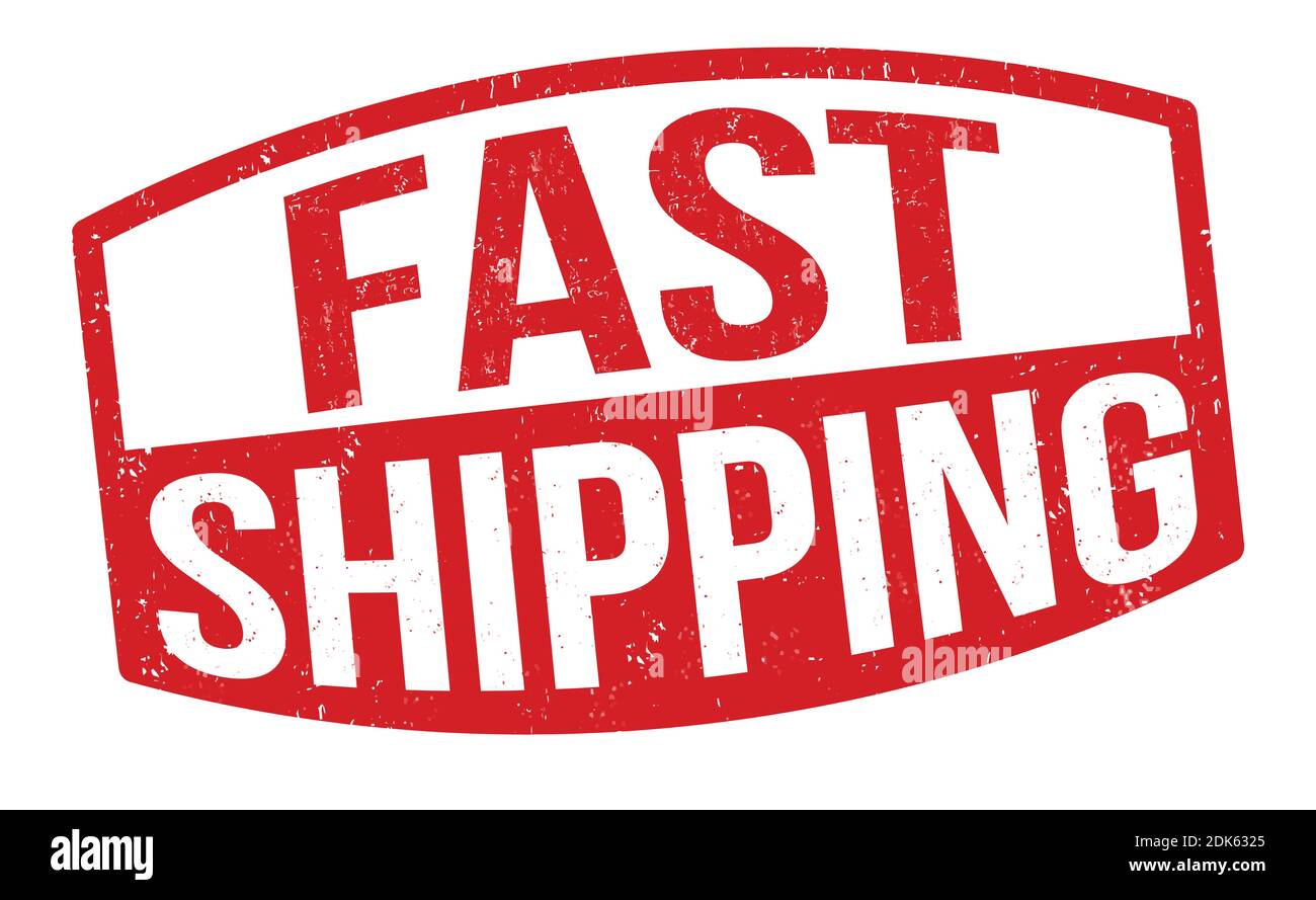 Fast shipping grunge rubber stamp on white background, vector