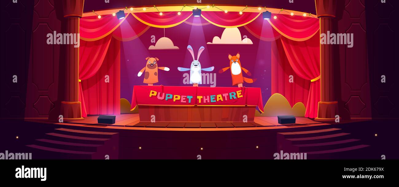 Stage Cartoon Theater / Cartoon theater stage with red curtains vector