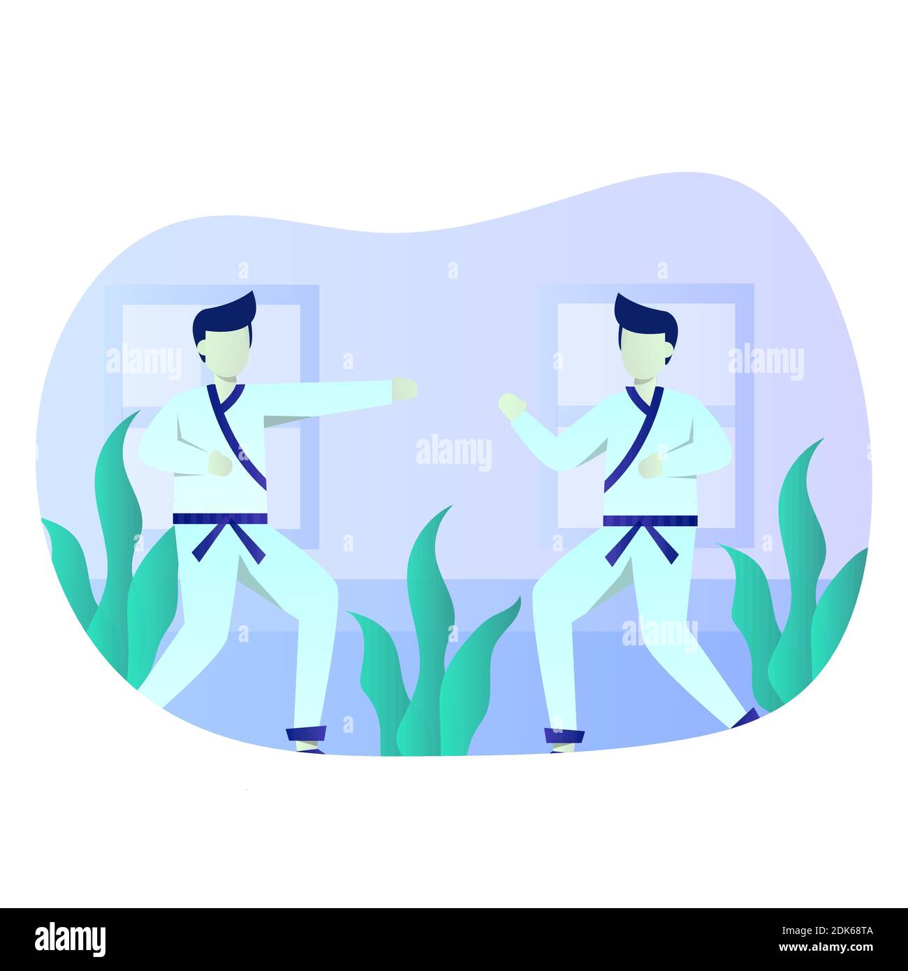 Karate Flat Illustration Vector Graphic. Stock Vector