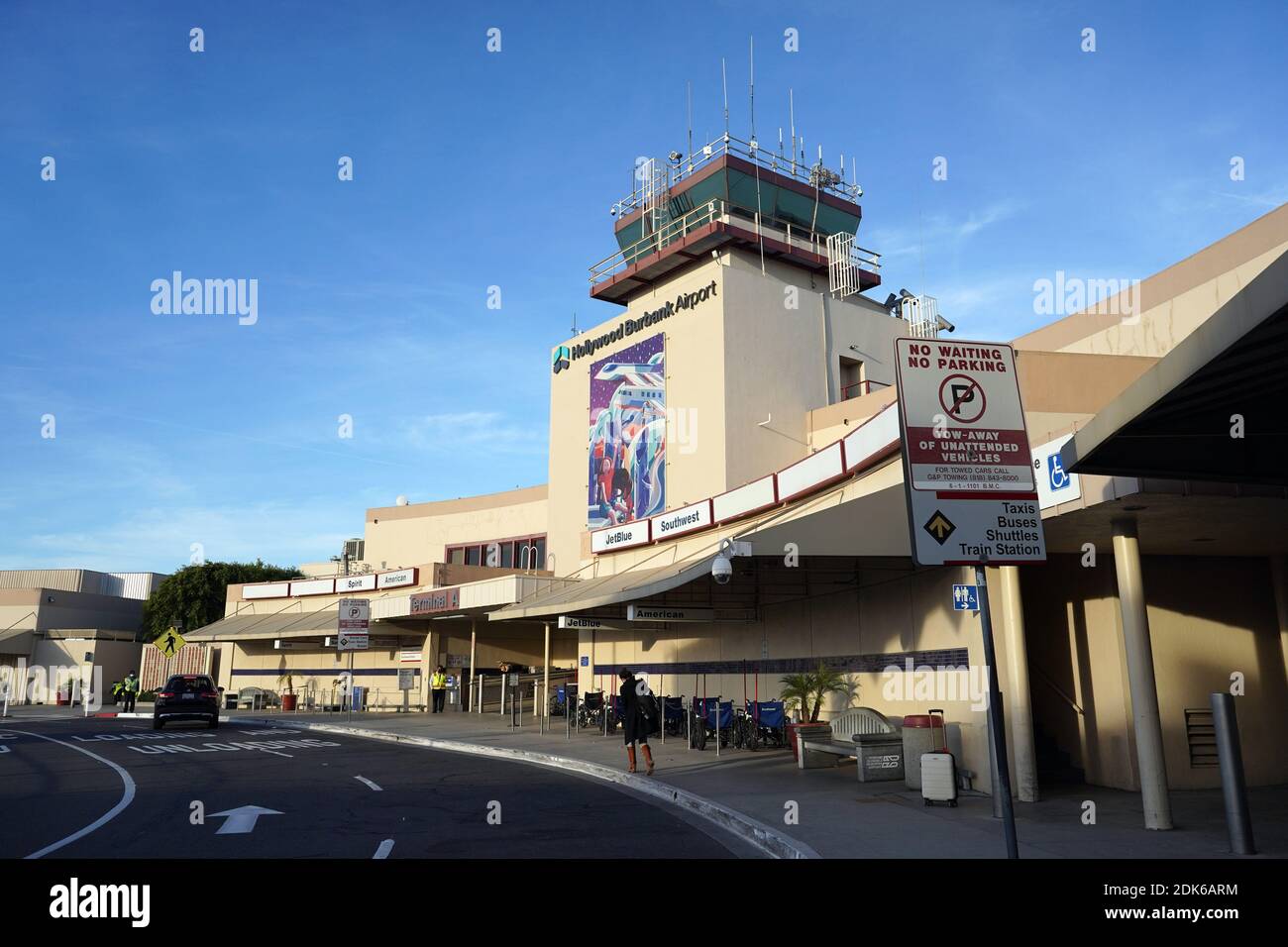 The Hollywood Burbank Airport (BUR) amid the global coronavirus COVID-19 pandemic, Sunday, Dec. 13, 2020, in Burbank, Calif. The airport, owned by the Stock Photo