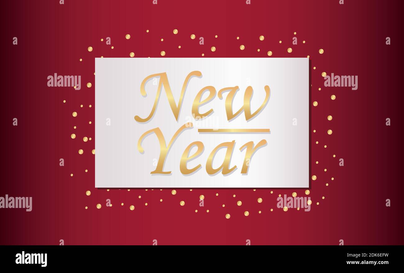 happy new year lettering card in red background vector illustration ...