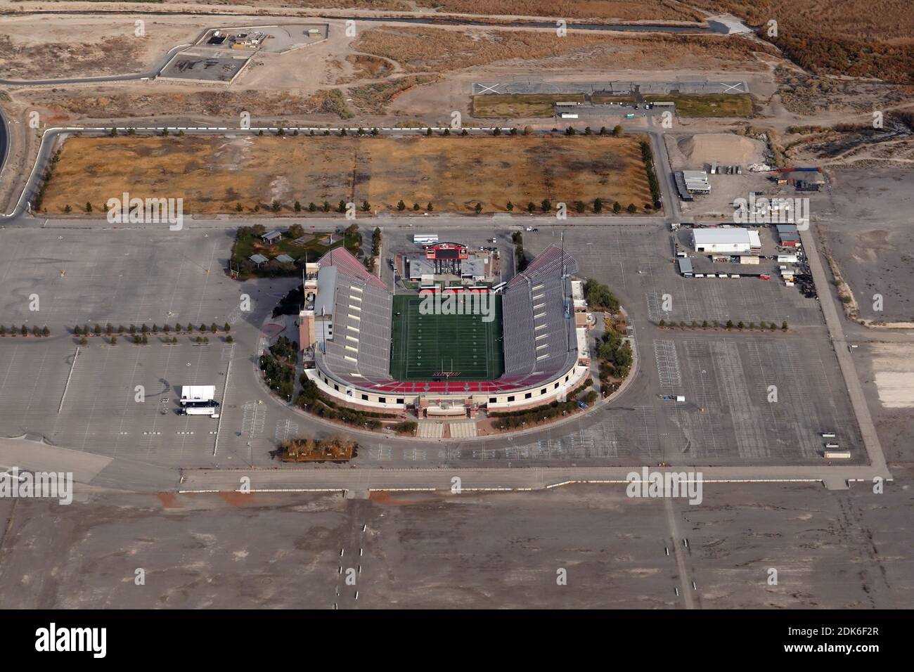 An aeriall view of Sam Boyd Stadium, Sunday, Dec. 13, 2020, in Whitney, Nev. The stadium was the home of the UNLV Rebels football team from 1971-2019 Stock Photo