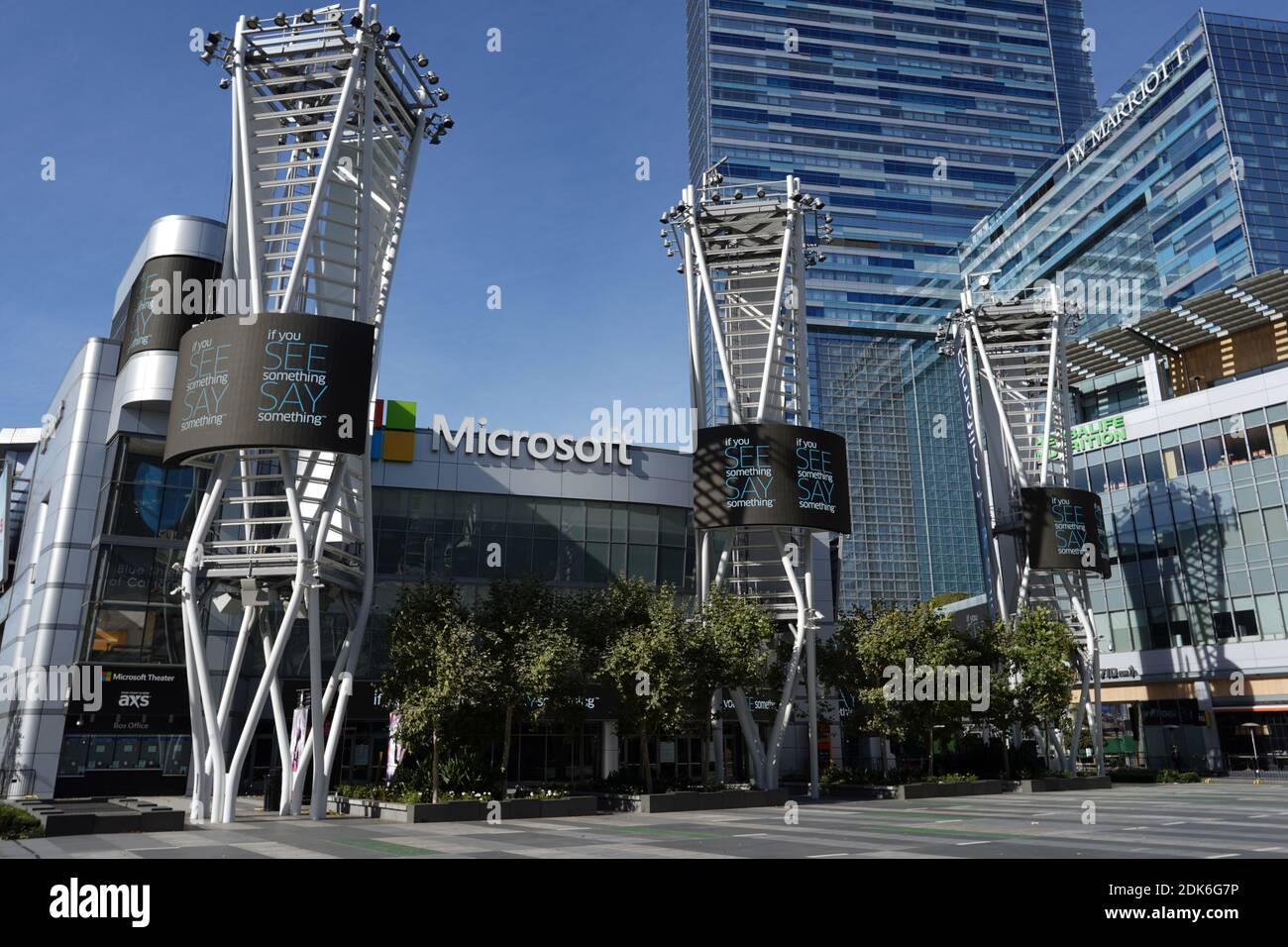 A general view of the Microsoft Theater at LA Live, Monday, Dec. 14, 2020, in Los Angeles. Stock Photo