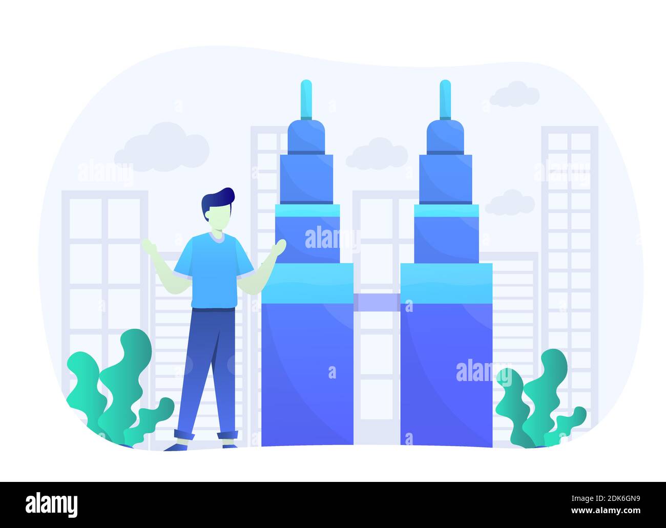 Twin Towers Flat Design Vector Graphic. Stock Vector