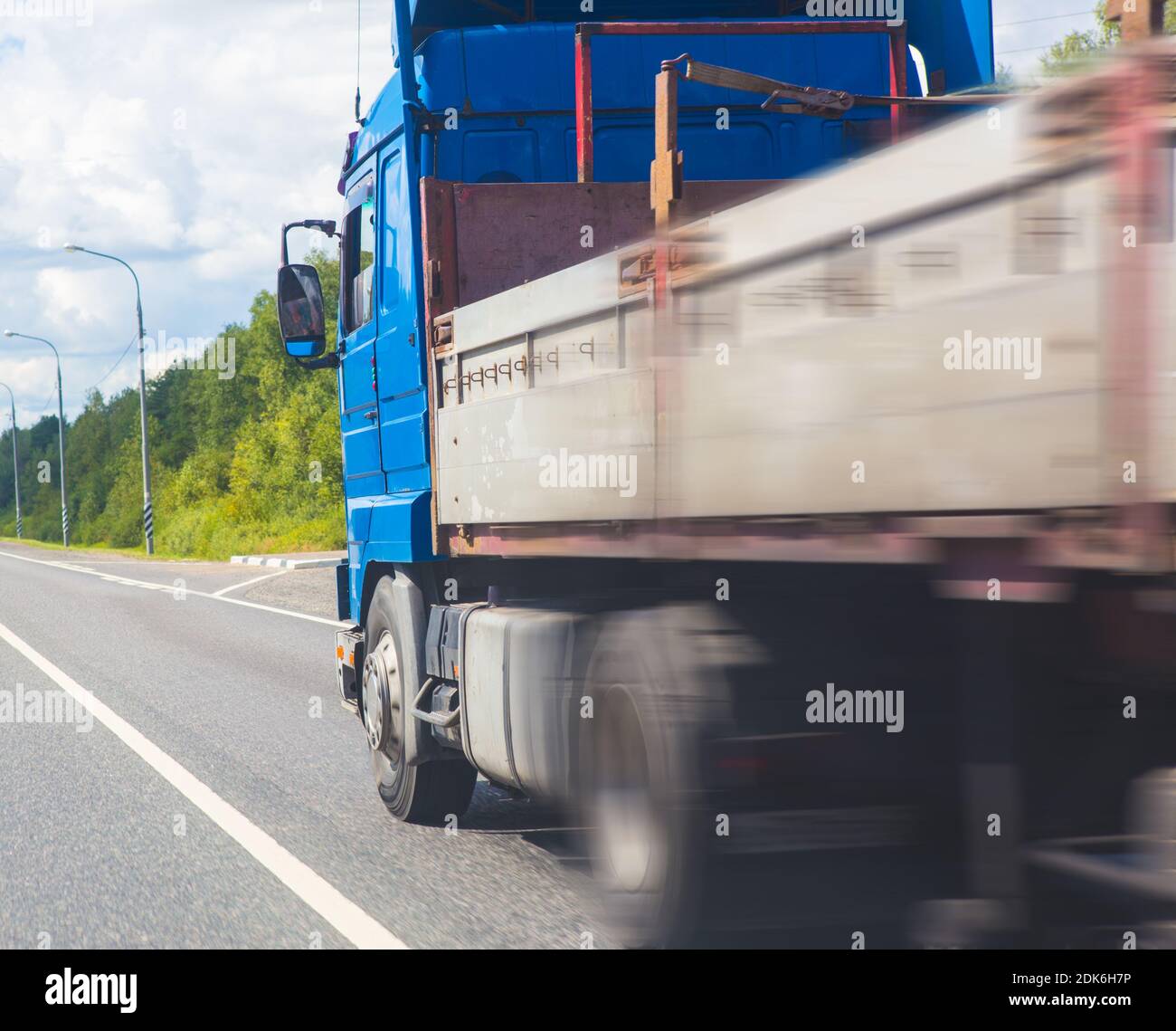 truck goes on highway close up Stock Photo - Alamy