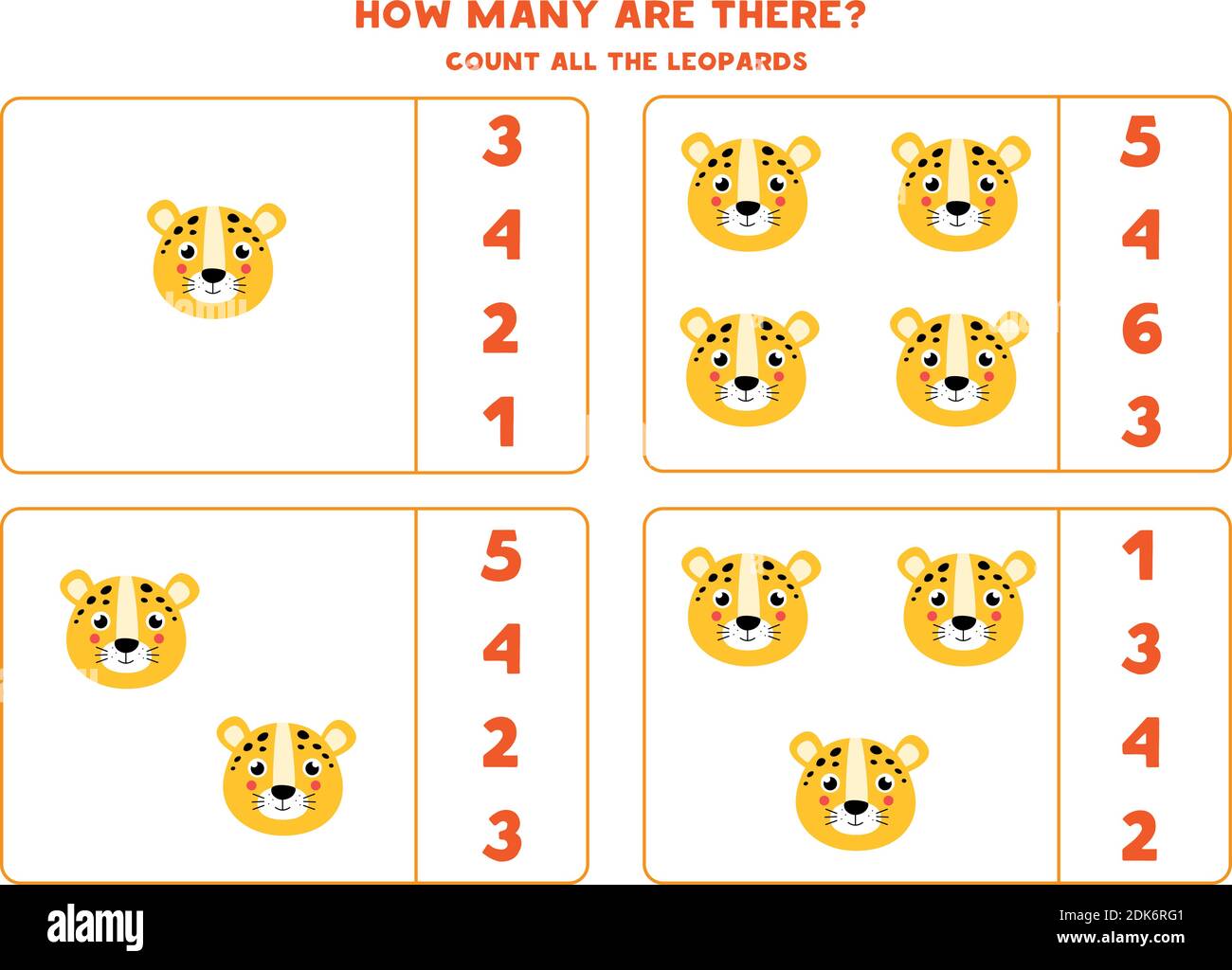 Count all leopards and circle the correct answer. Educational math game ...
