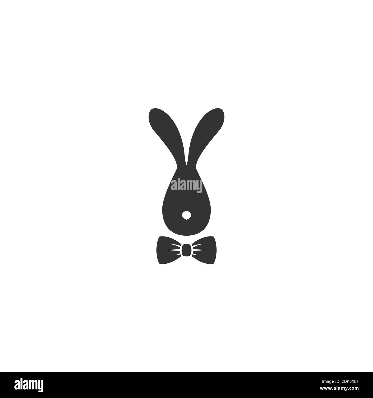 black hipster rabbit avatar with gentleman bow tie isolated on white ...