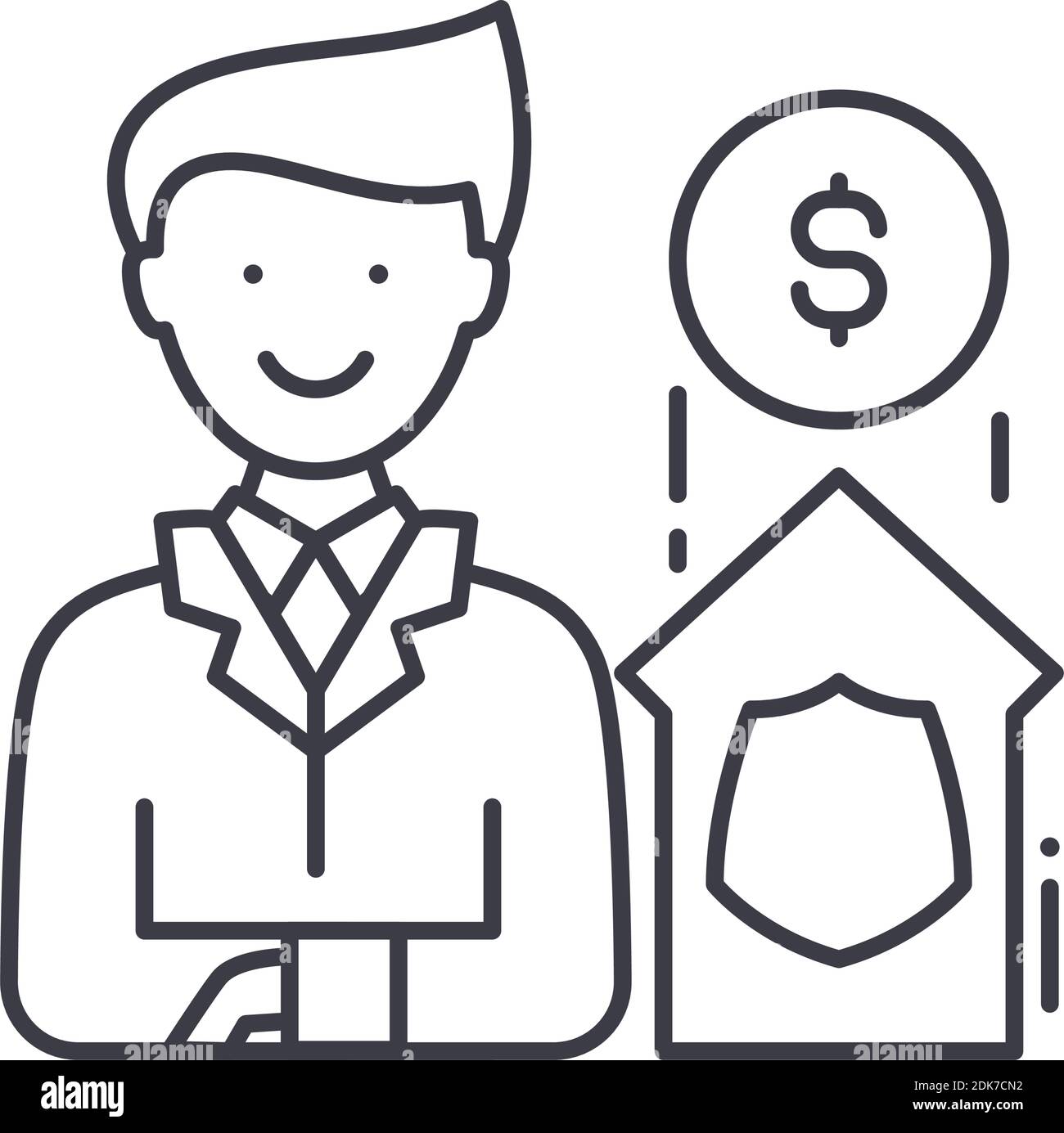 Insuarance broker icon, linear isolated illustration, thin line vector ...