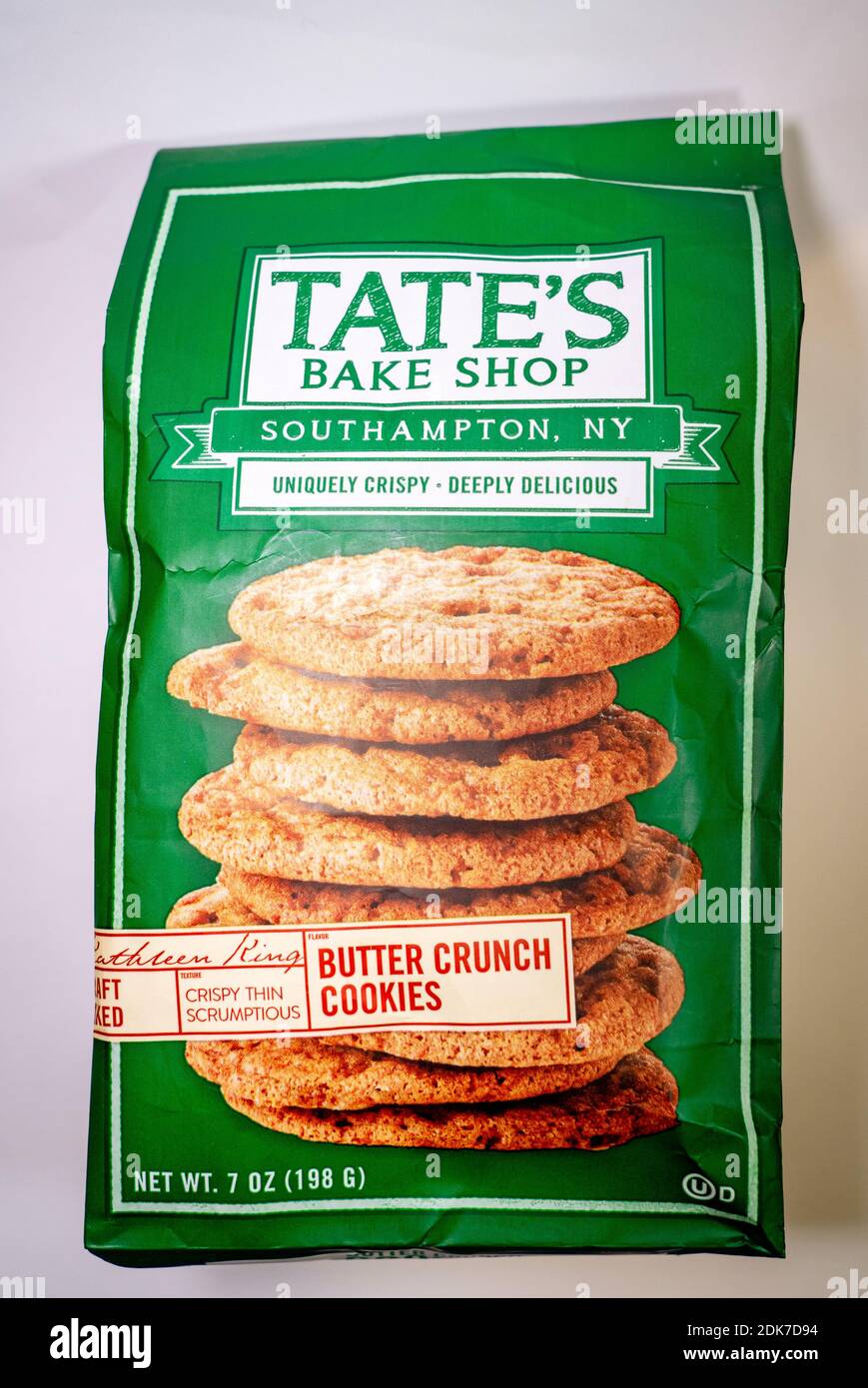 A packet of Tate's Bake Shop Butter Crunch Cookies. Stock Photo