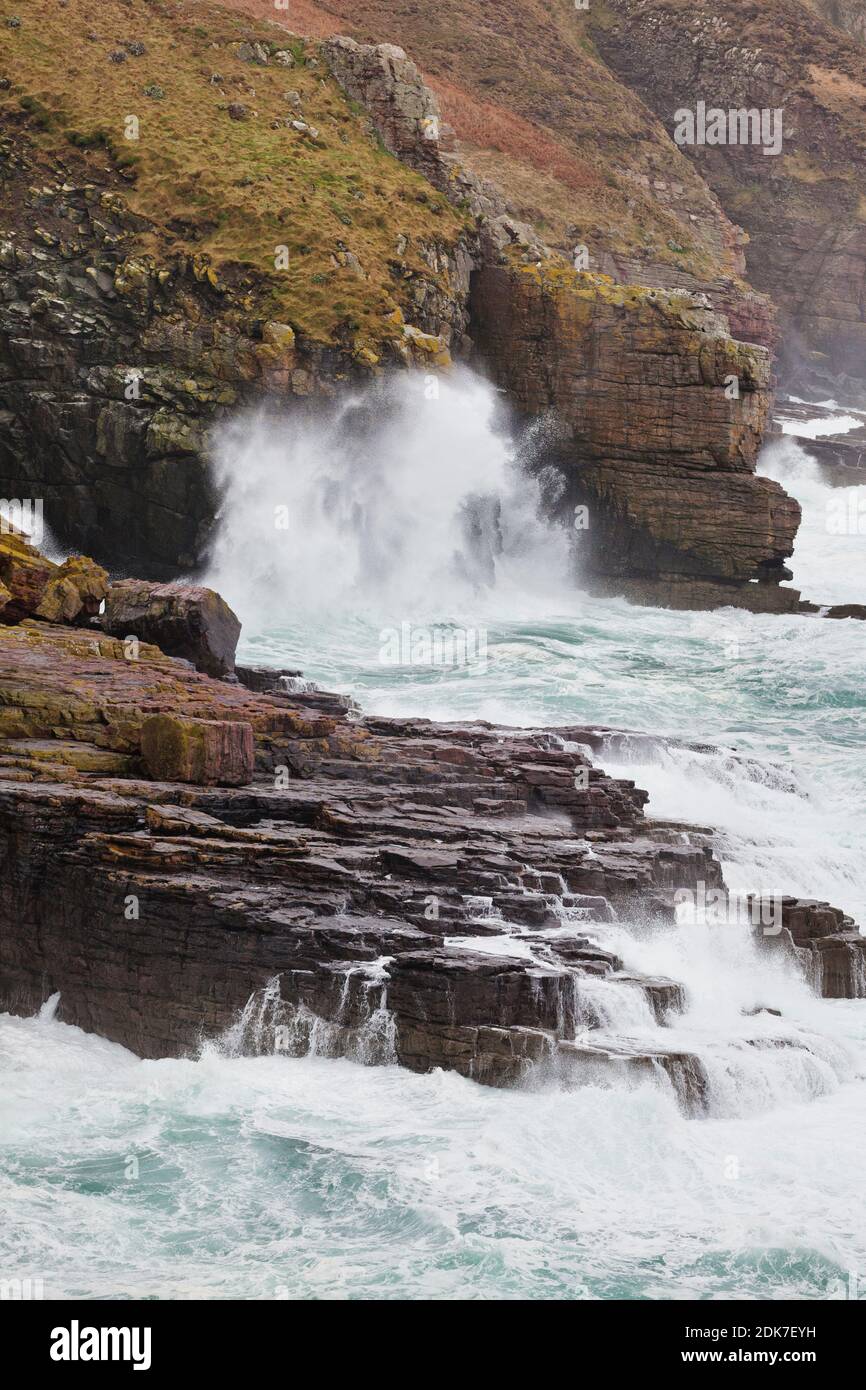 Waves and storm at Cap Frehel, Brittany, France Stock Photo - Alamy