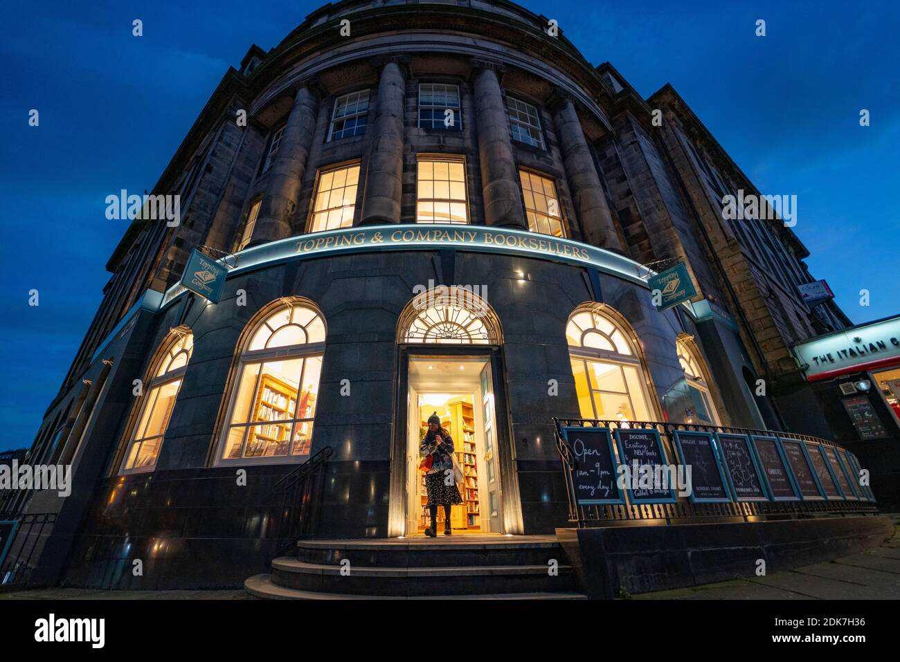 Exterior of Topping & Company booksellers on Leith Walk, Edinburgh, Scotland, UK Stock Photo