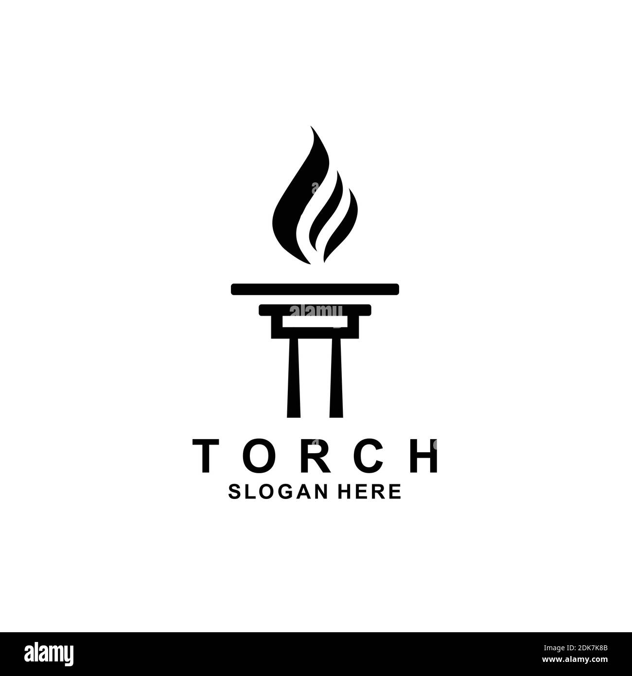Initial Letter T or pillar for Torch logo design Stock Vector