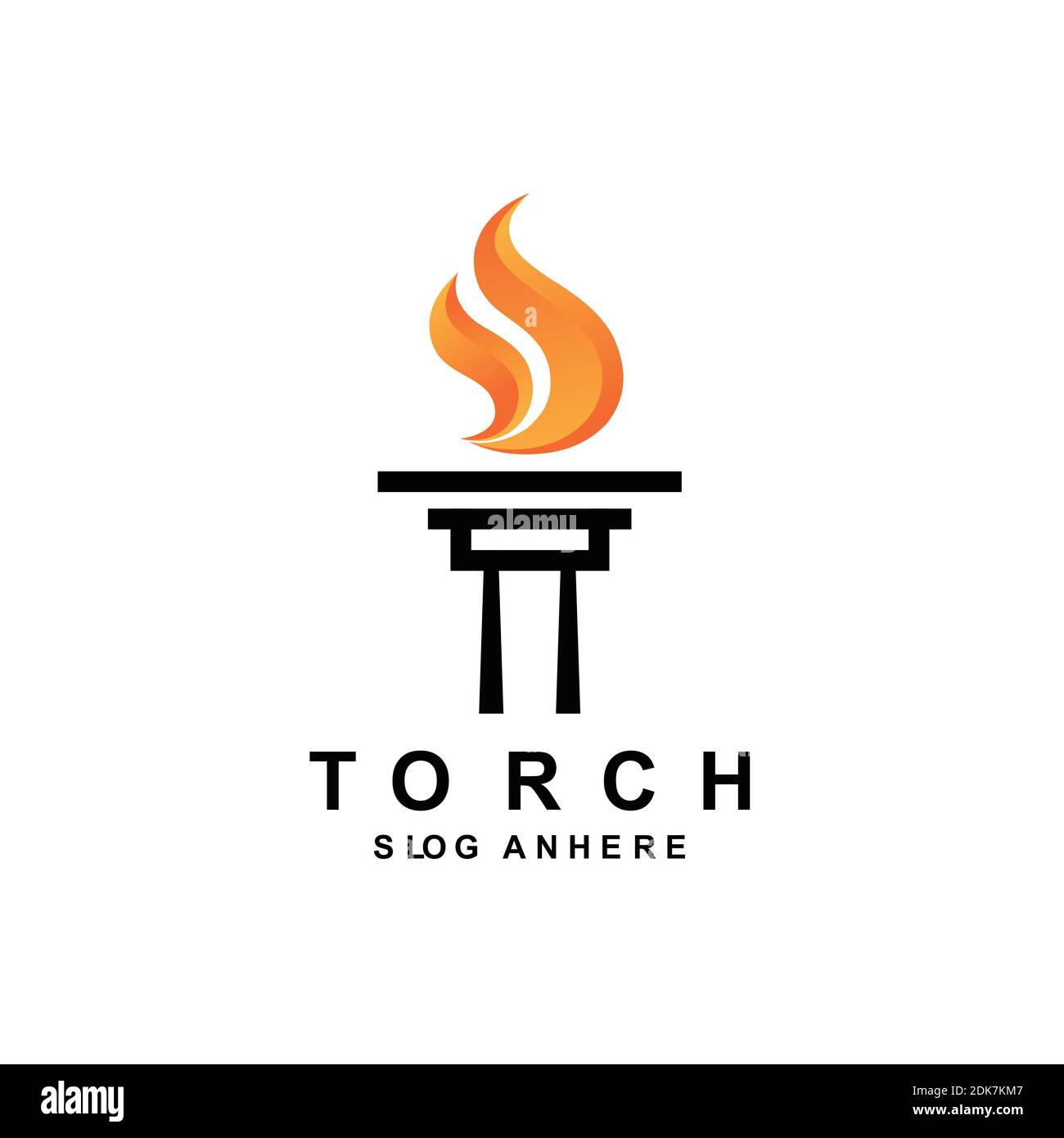 Initial Letter T or pillar for Torch logo design Stock Vector
