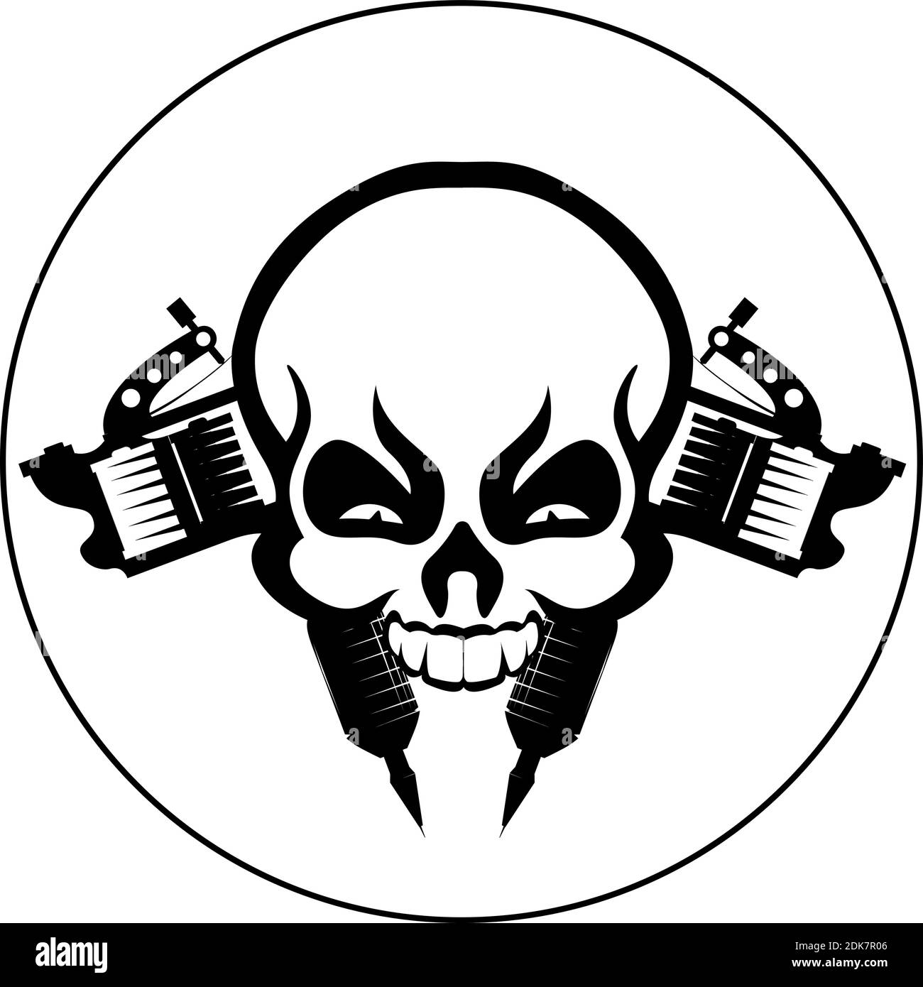 Tattoo studio emblem skull machines icon vector Stock Vector Tattoo studio emblem skull machines icon vector Stock Vector