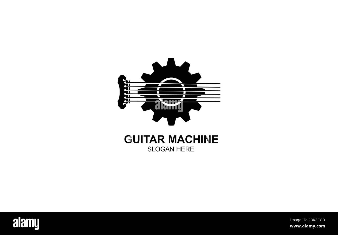 guitar machine music Production Logo Design symbol inspiration Stock