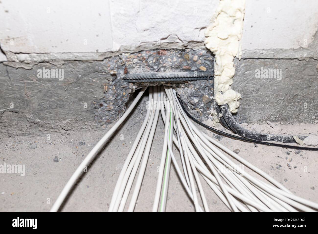 Layed Installation Of Electric Cables On The Floor In A Newly Built