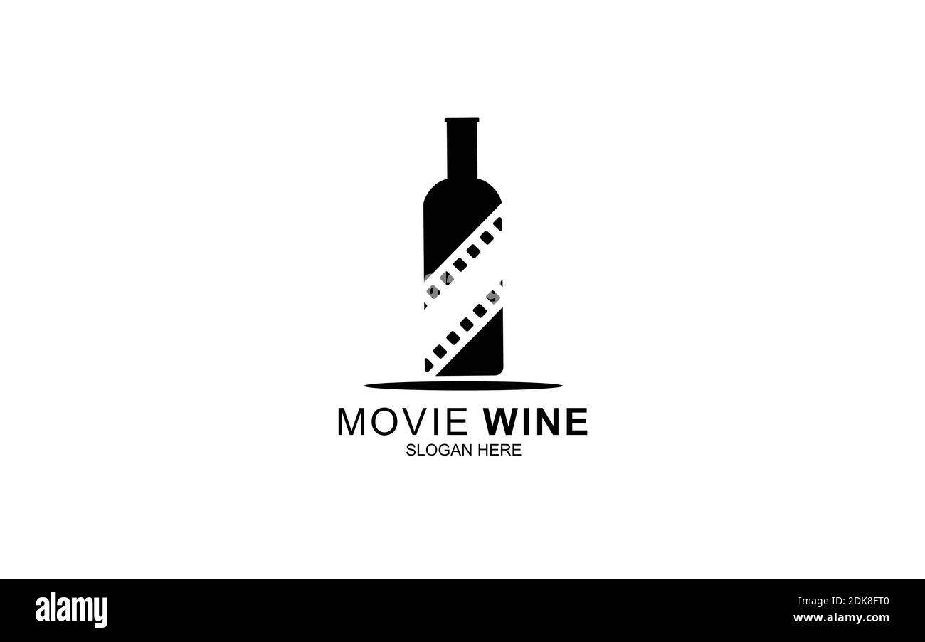 Wine Movie Logo Template Design Stock Vector