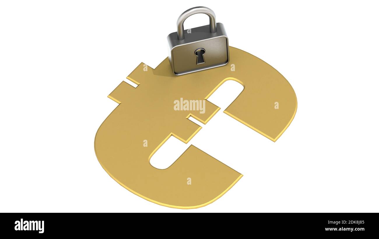 Golden Euro sign with padlock, 3D rendering Stock Photo - Alamy